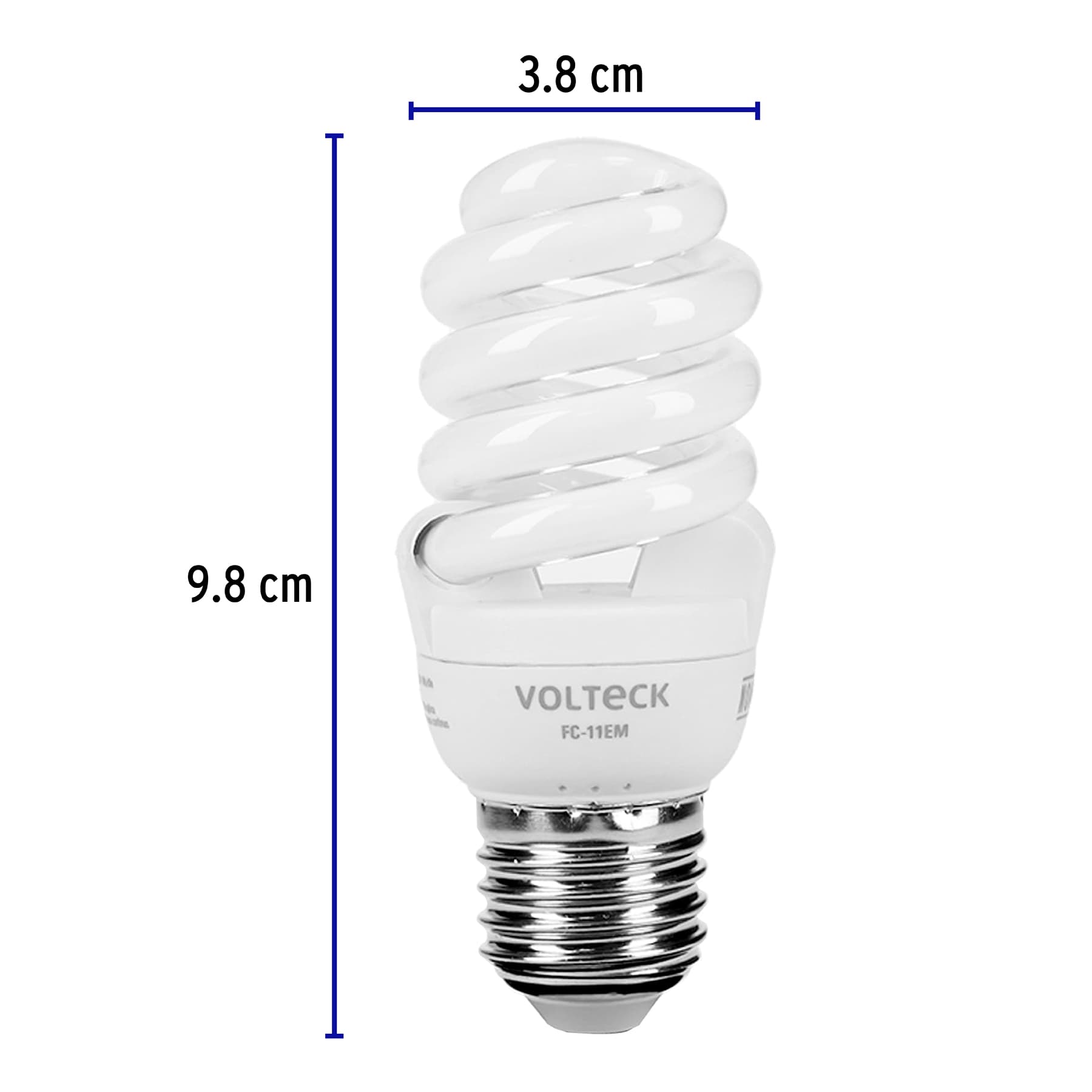 Lámpara espiral mini T2 11 W luz cálida en blíster, VOLTECK