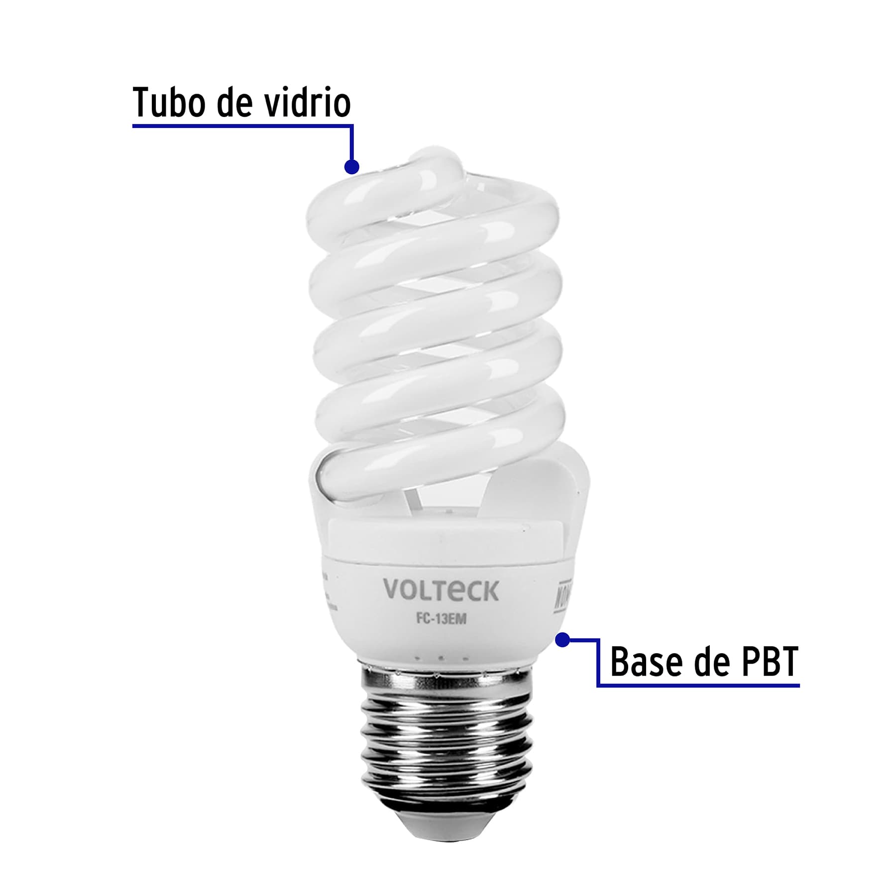 Lámpara espiral mini T2 13 W luz cálida en blíster, VOLTECK