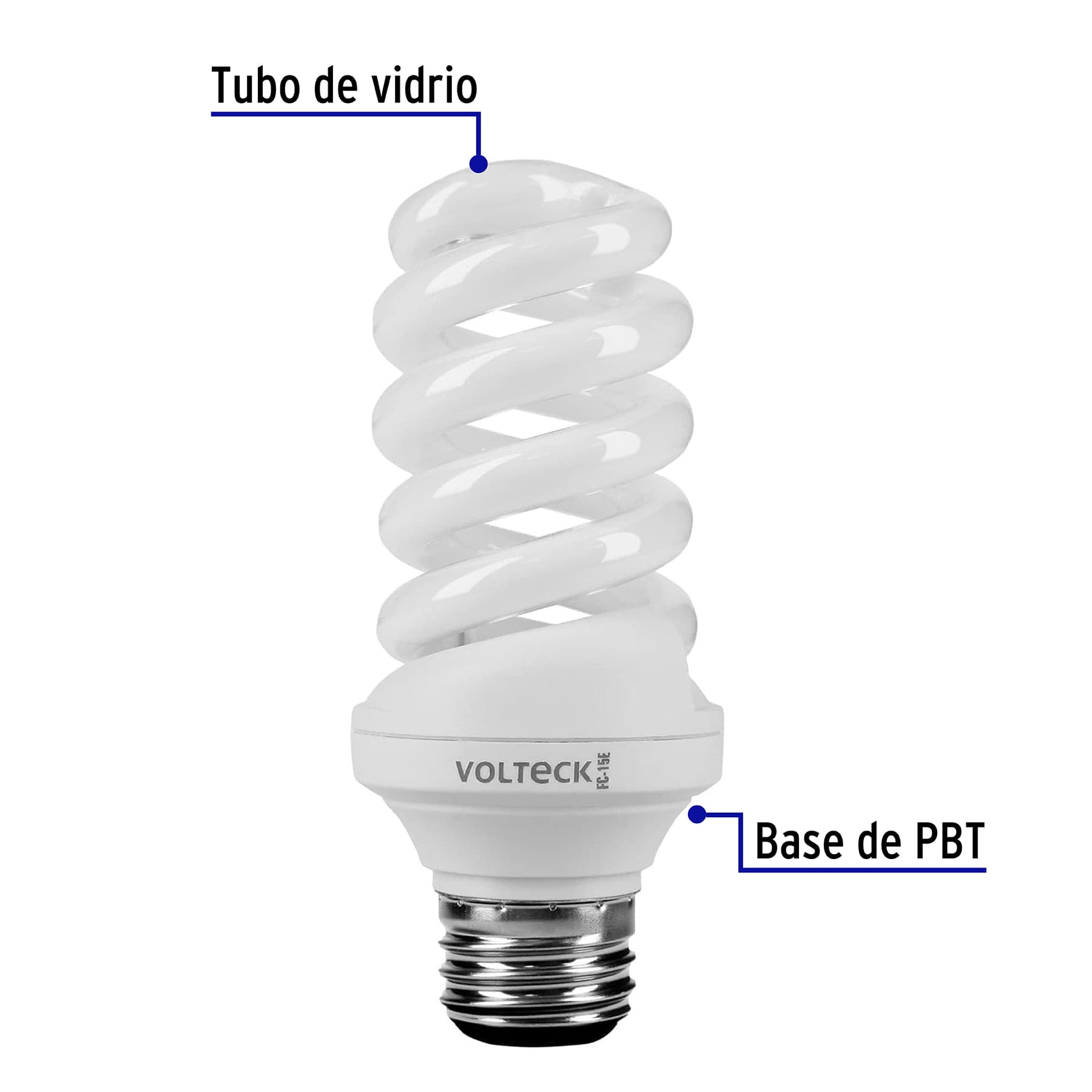 Lámpara espiral T3 15 W luz cálida en blíster, VOLTECK