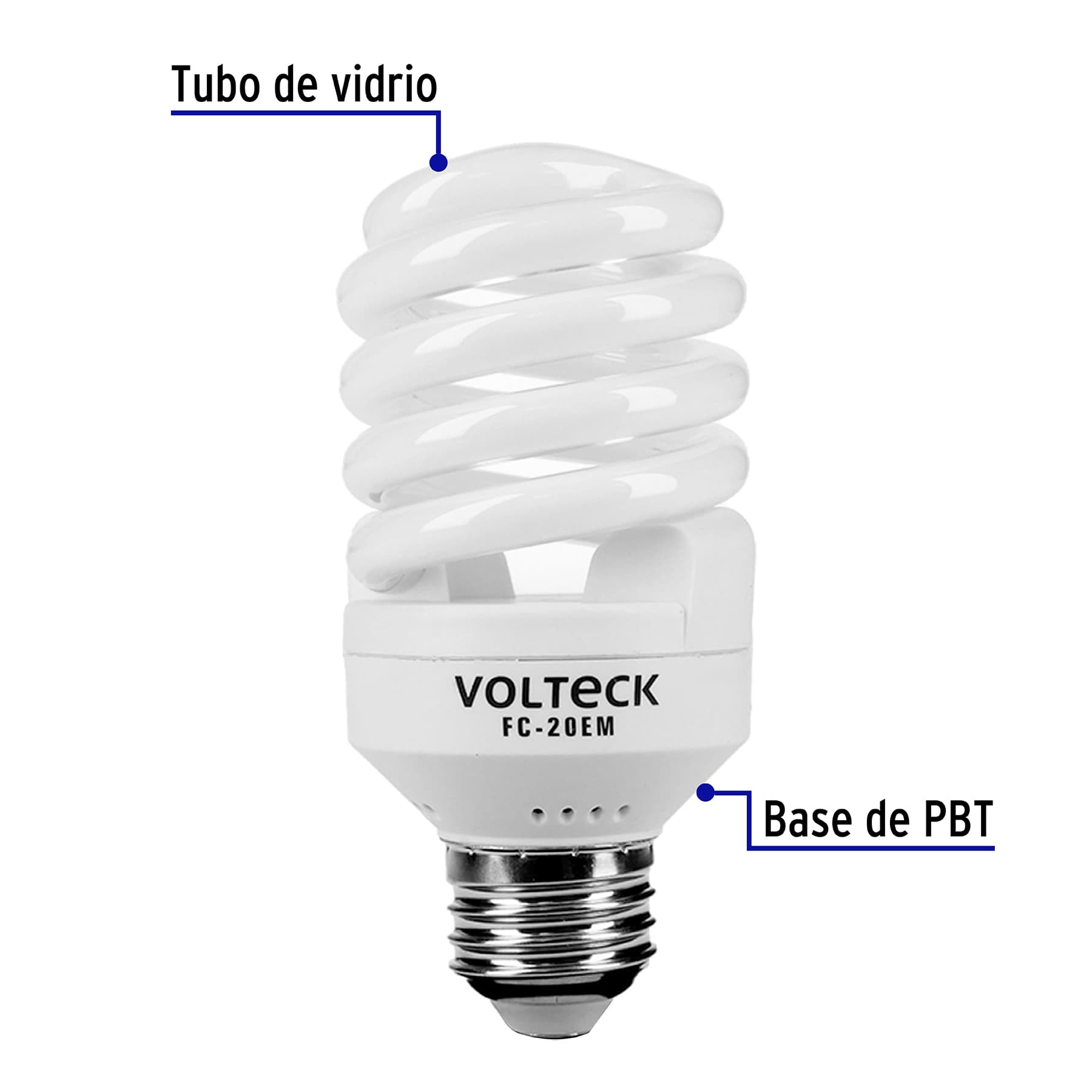 Lámpara espiral mini T2 20 W luz cálida en blíster, VOLTECK