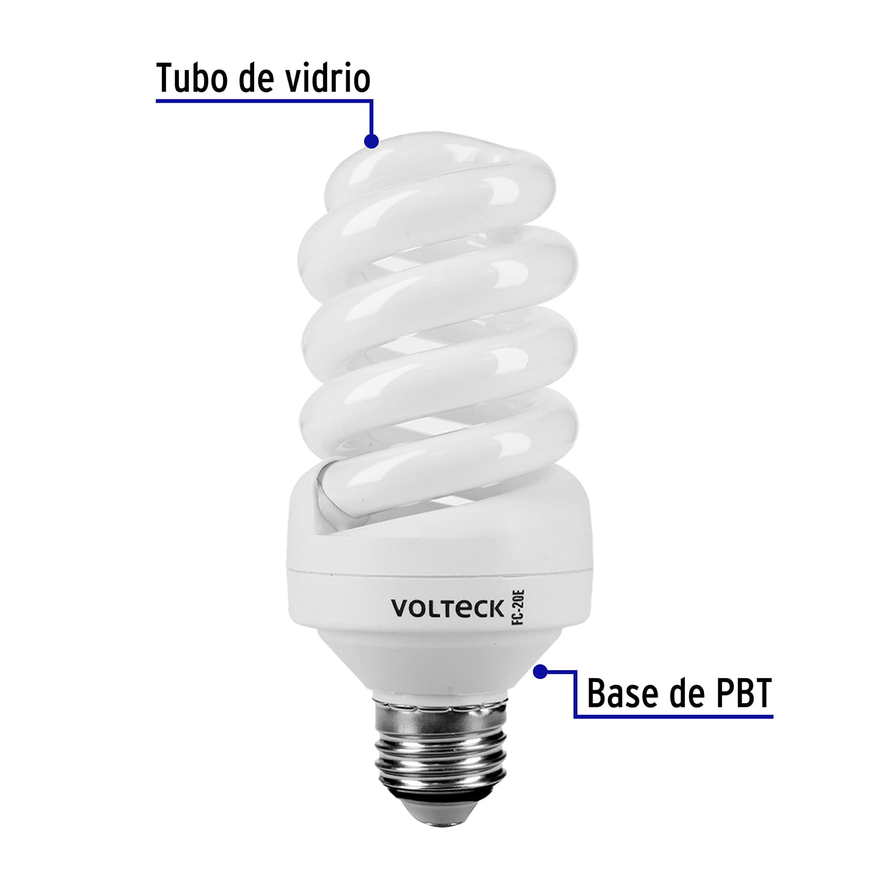 Lámpara espiral T4 20 W luz cálida en blíster, VOLTECK