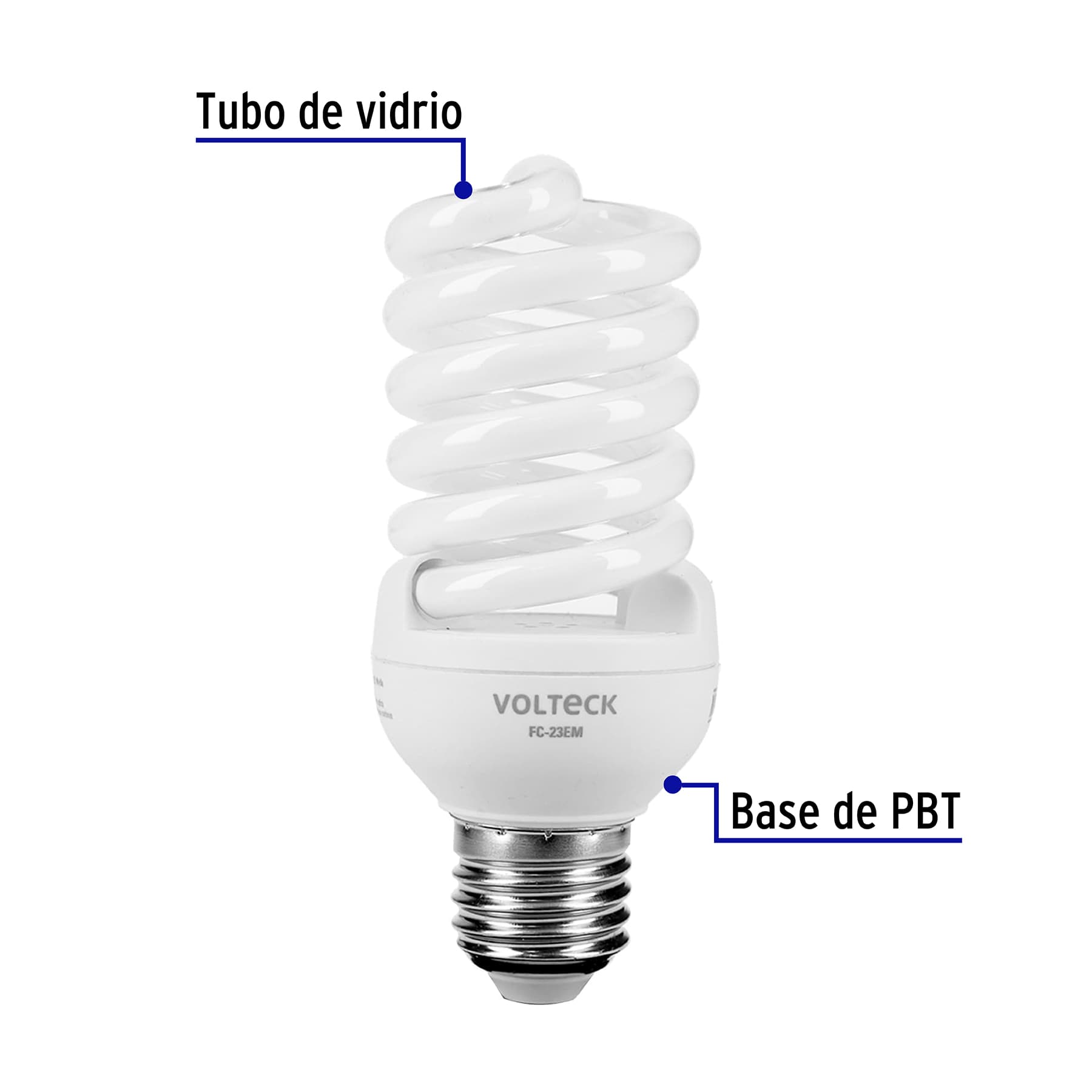 Lámpara espiral mini T2 23 W luz cálida en blíster, VOLTECK