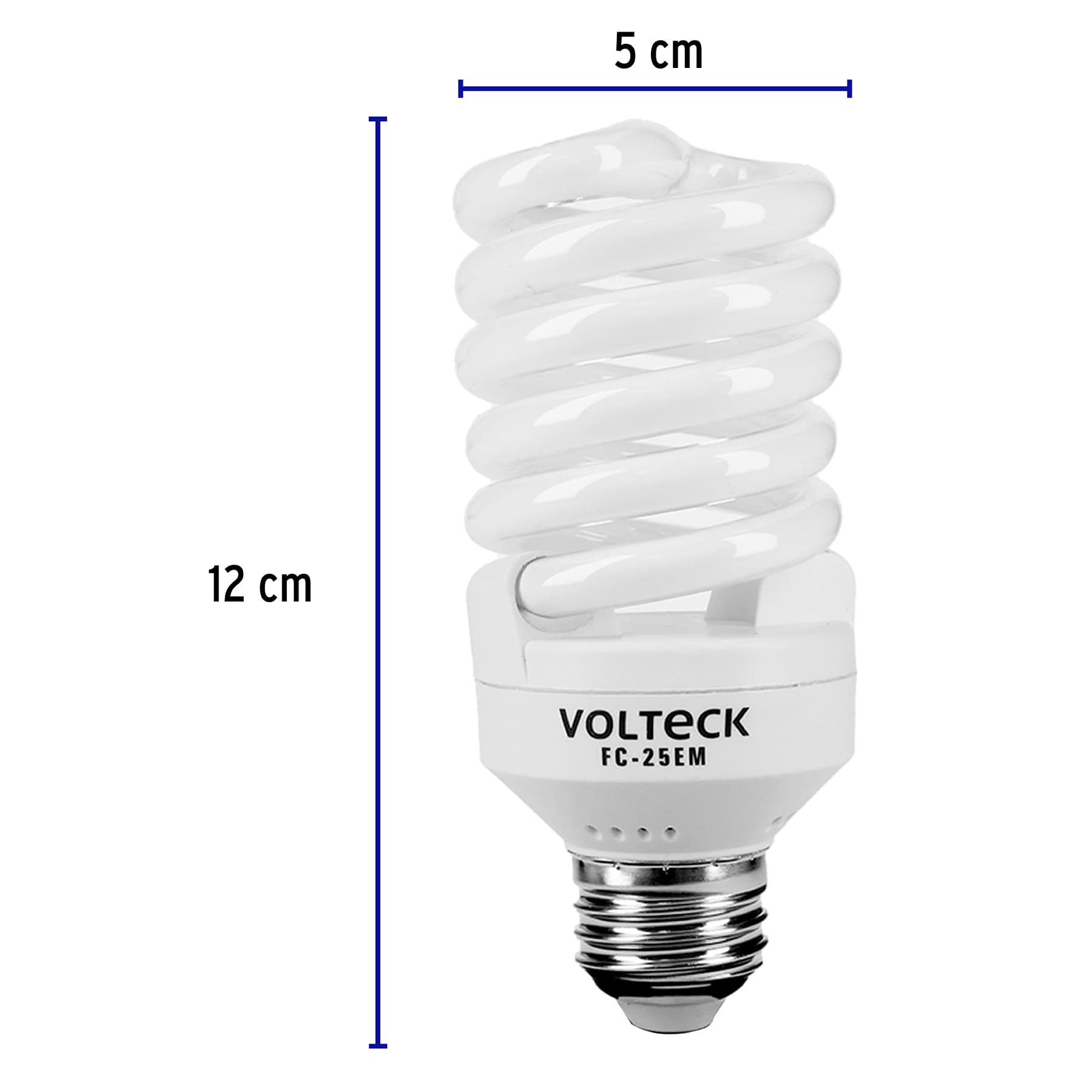 Lámpara espiral mini T2 25 W luz cálida en blíster, VOLTECK