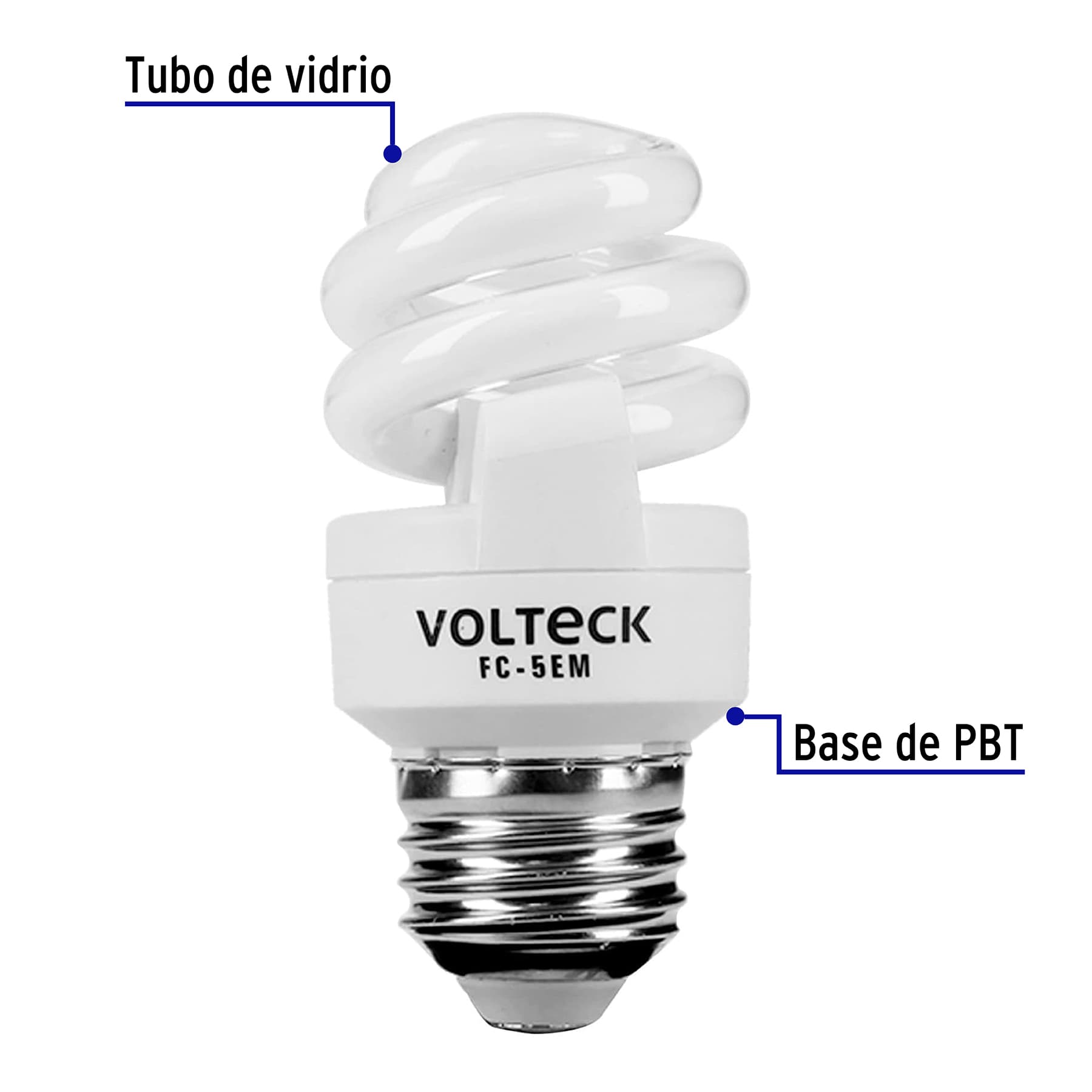 Lámpara espiral mini T2 5 W luz cálida en blíster, VOLTECK