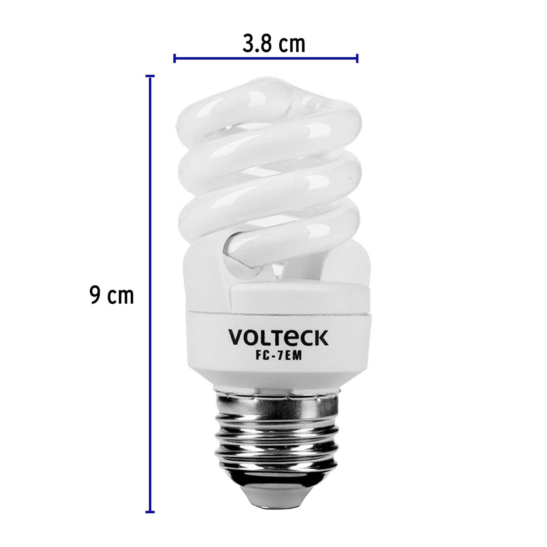 Lámpara espiral mini T2 7 W luz cálida en blíster, VOLTECK
