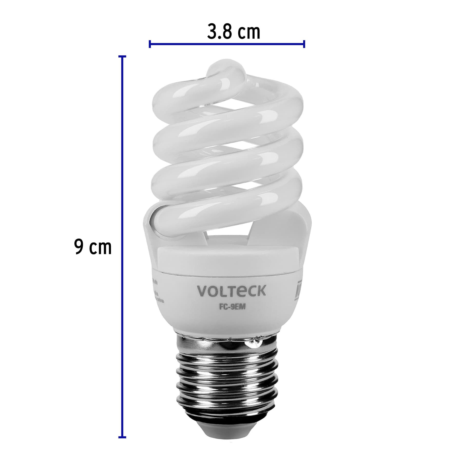 Lámpara espiral mini T2 9 W luz cálida en blíster, VOLTECK