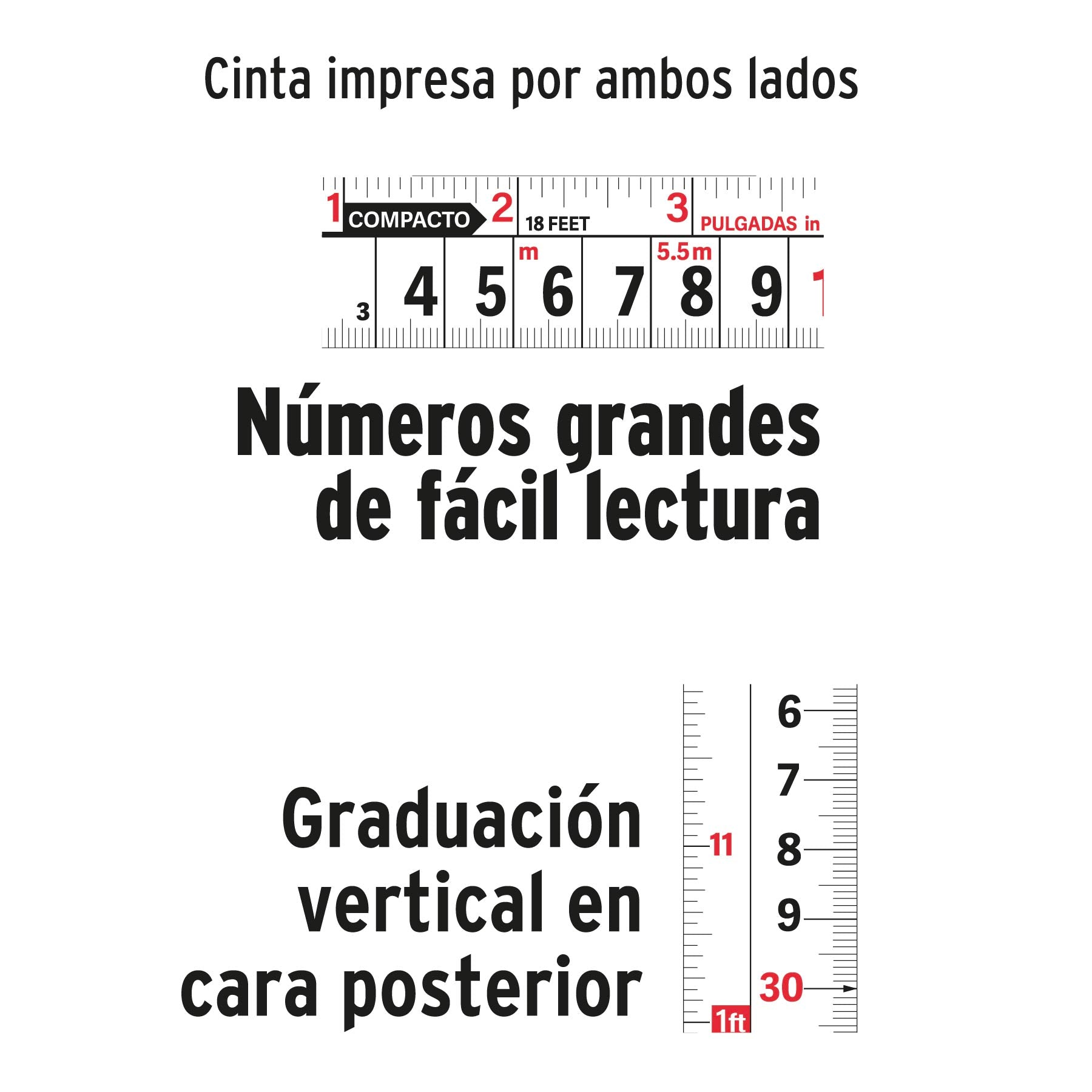 Flexómetro compacto contra impactos 8 m cinta 25 mm, TRUPER