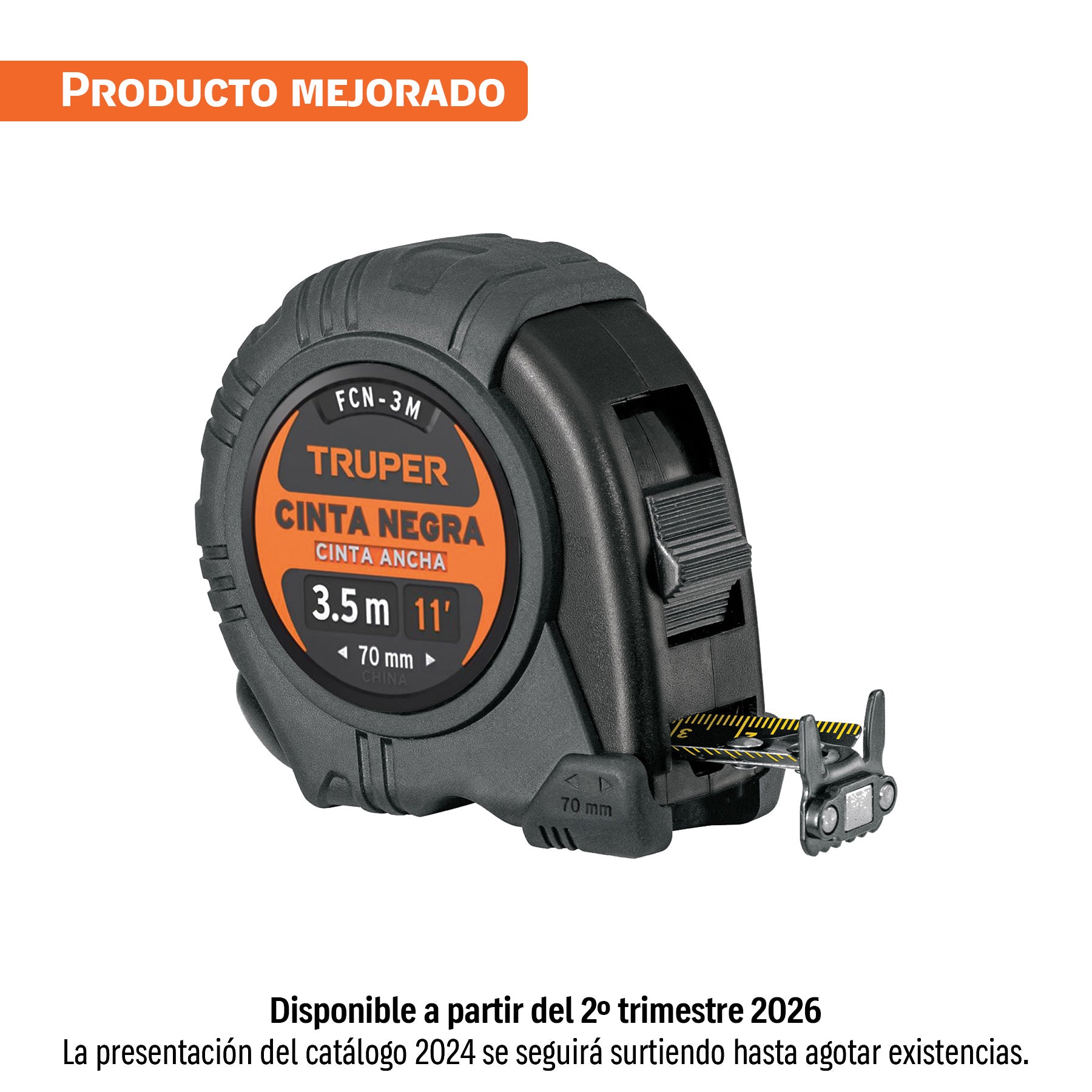 Flexómetro contra impactos 3 m, Cinta Negra 13 mm, TRUPER