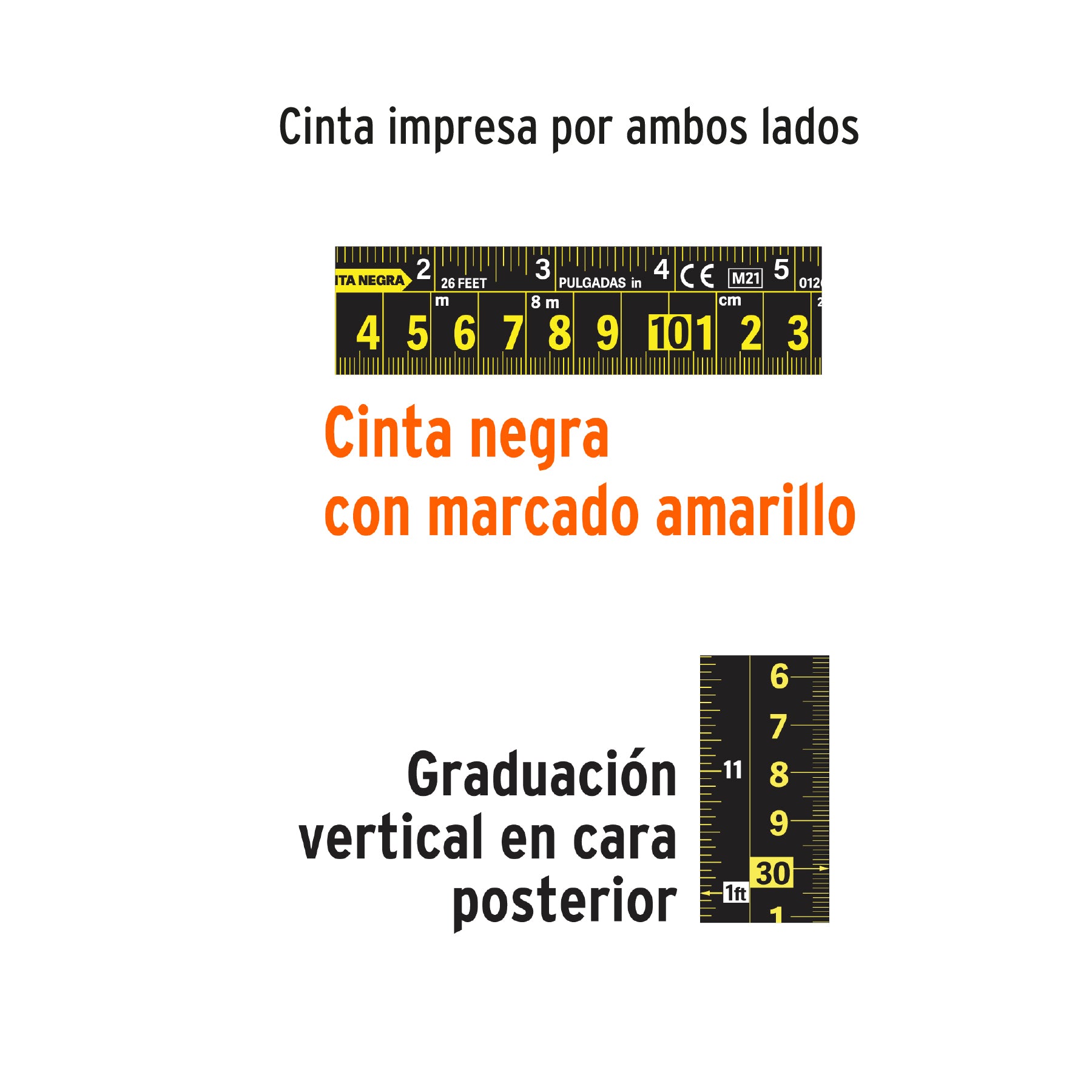 Flexómetro contra impactos 5 m, Cinta Negra 19 mm, TRUPER