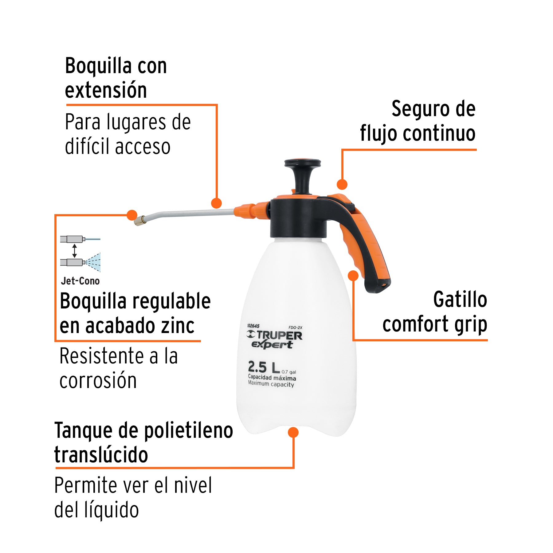Fumigador doméstico de 2.5 litros, mango ergonómico, EXPERT
