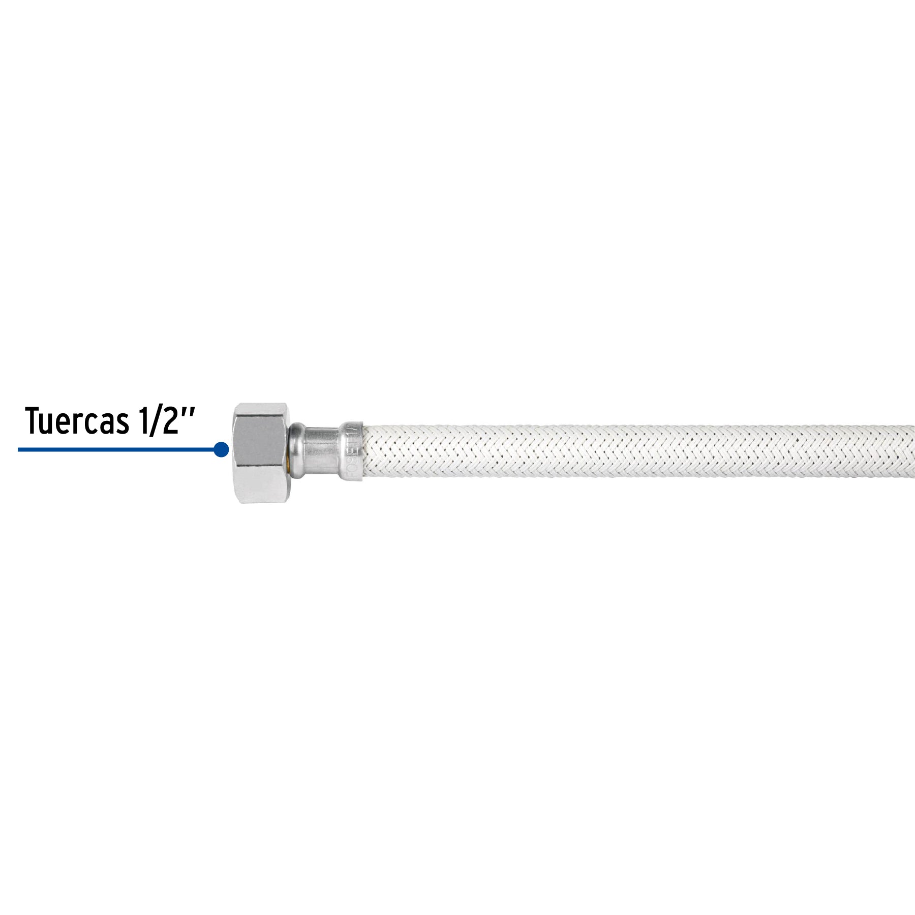Manguera lavabo/fregadero, vinilo blanco, 1/2" x 1/2", 55 cm