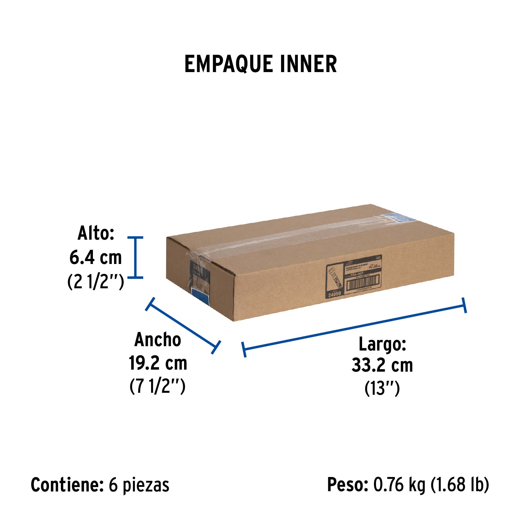 Manguera para gas, aluminio, 3/8" flare, 60 cm, FOSET BASIC - Empaque