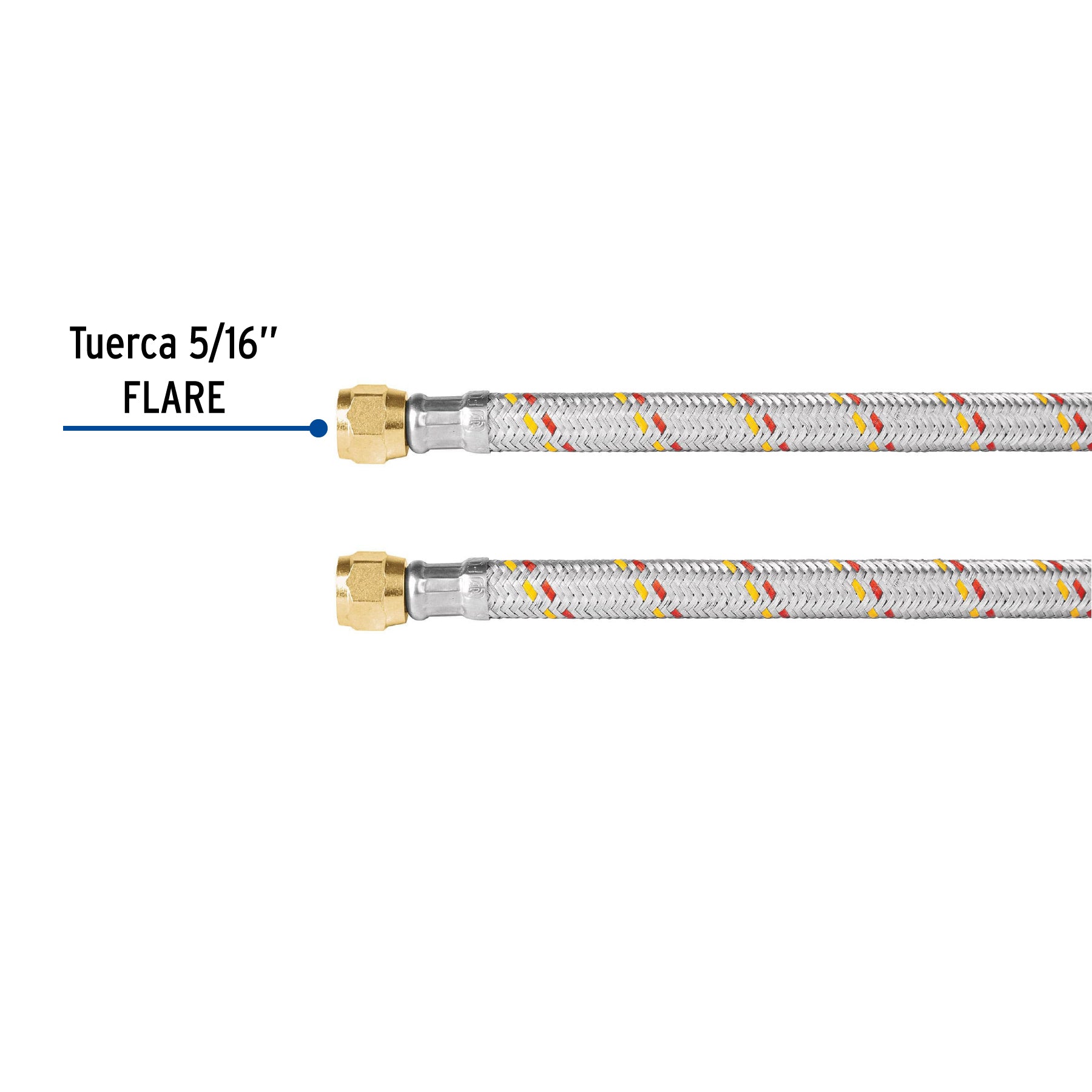 Manguera para gas, aluminio, 5/16" flare, 100cm, FOSET BASIC