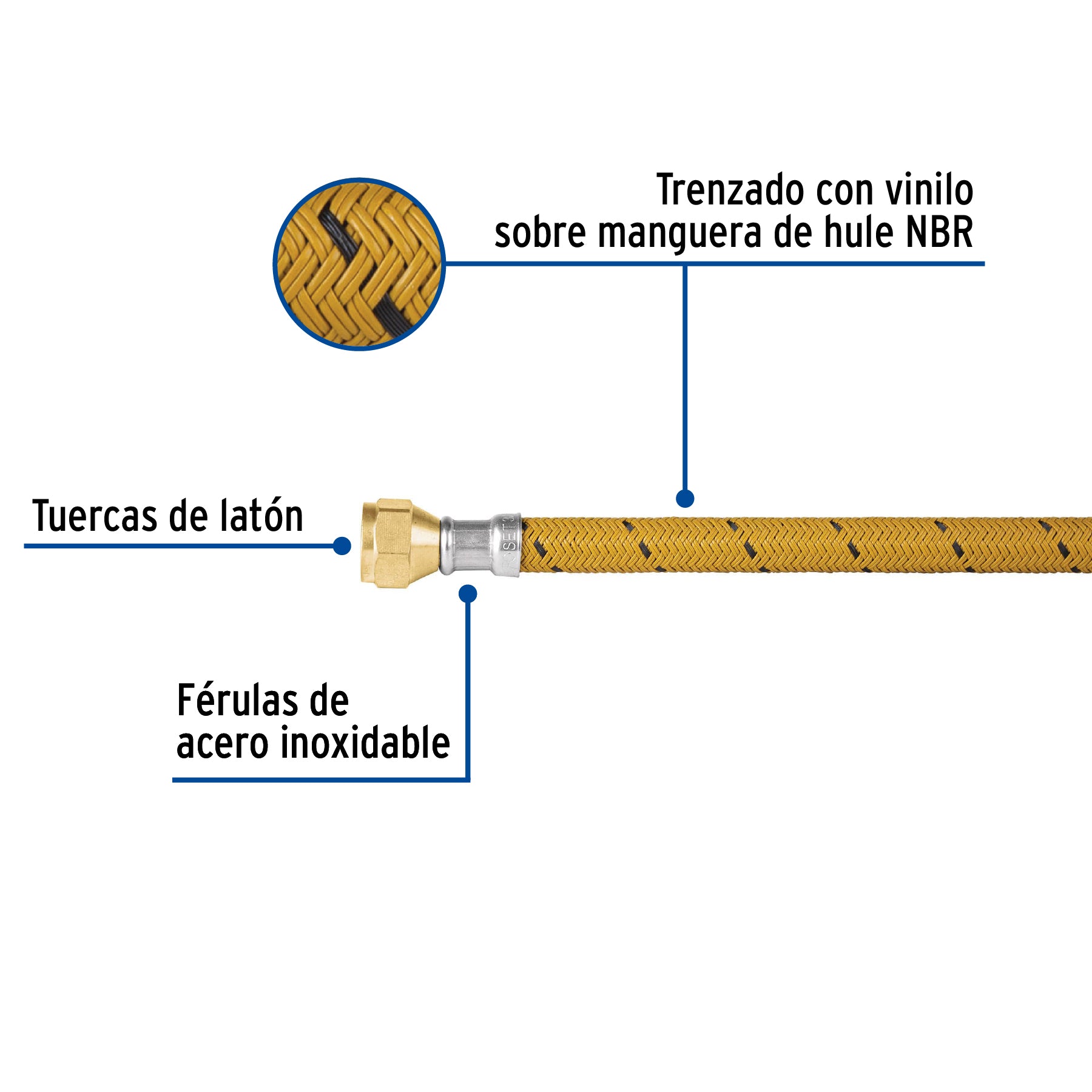 Manguera para gas, vinilo, 3/8" flare, 300 cm, FOSET