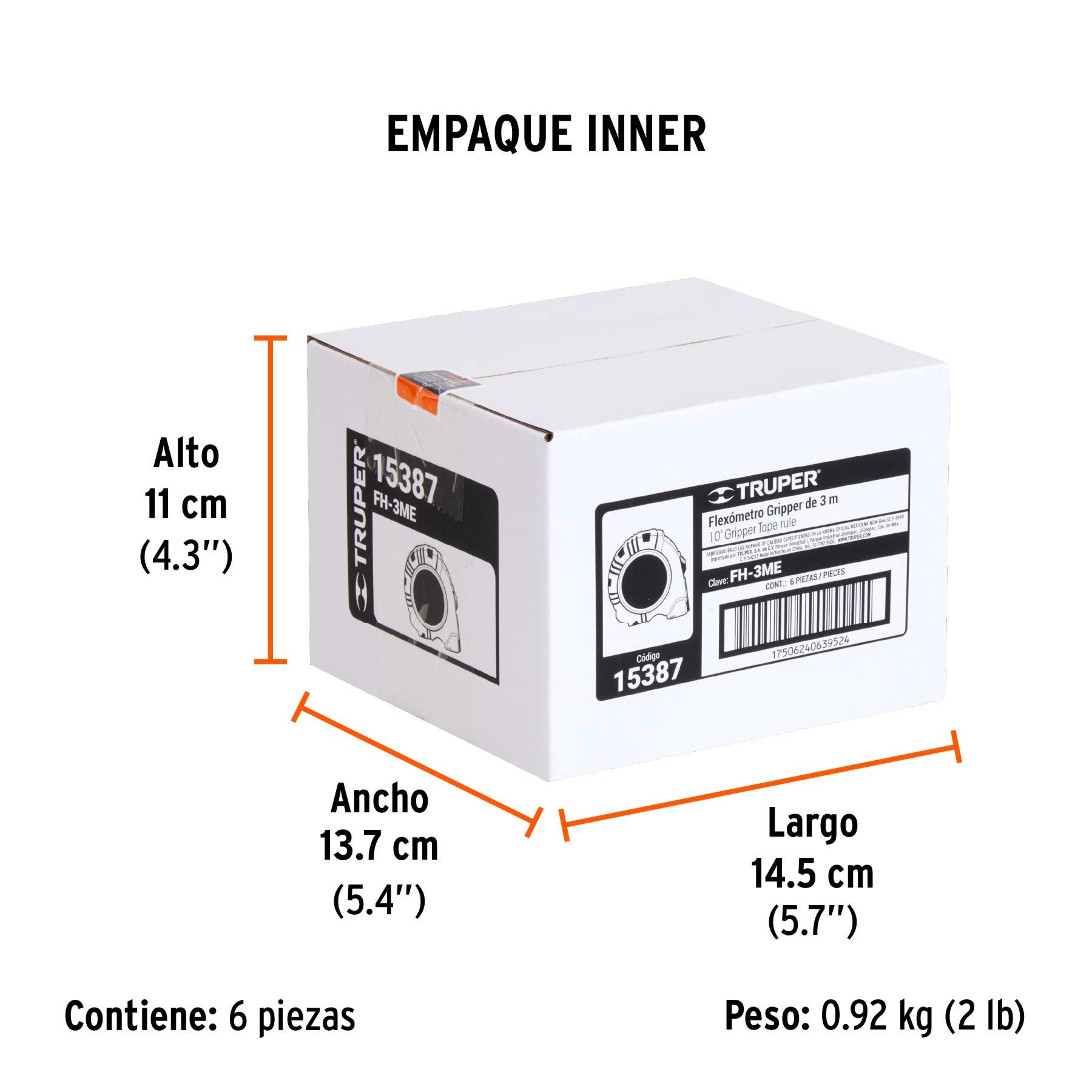 Flexómetro contra impactos 3 m cinta 13 mm grad. métrica - Empaque