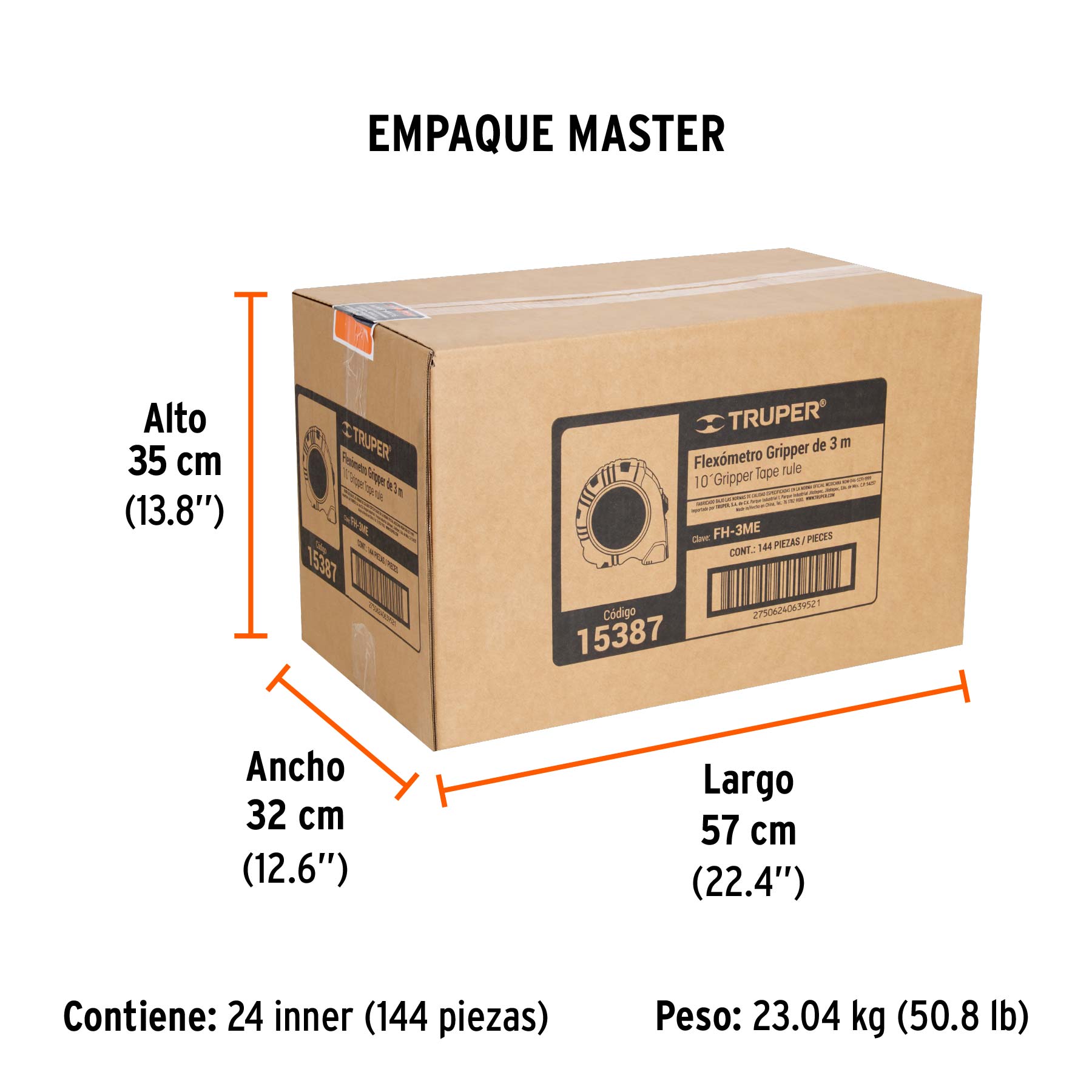 Flexómetro contra impactos 3 m cinta 13 mm grad. métrica - Empaque