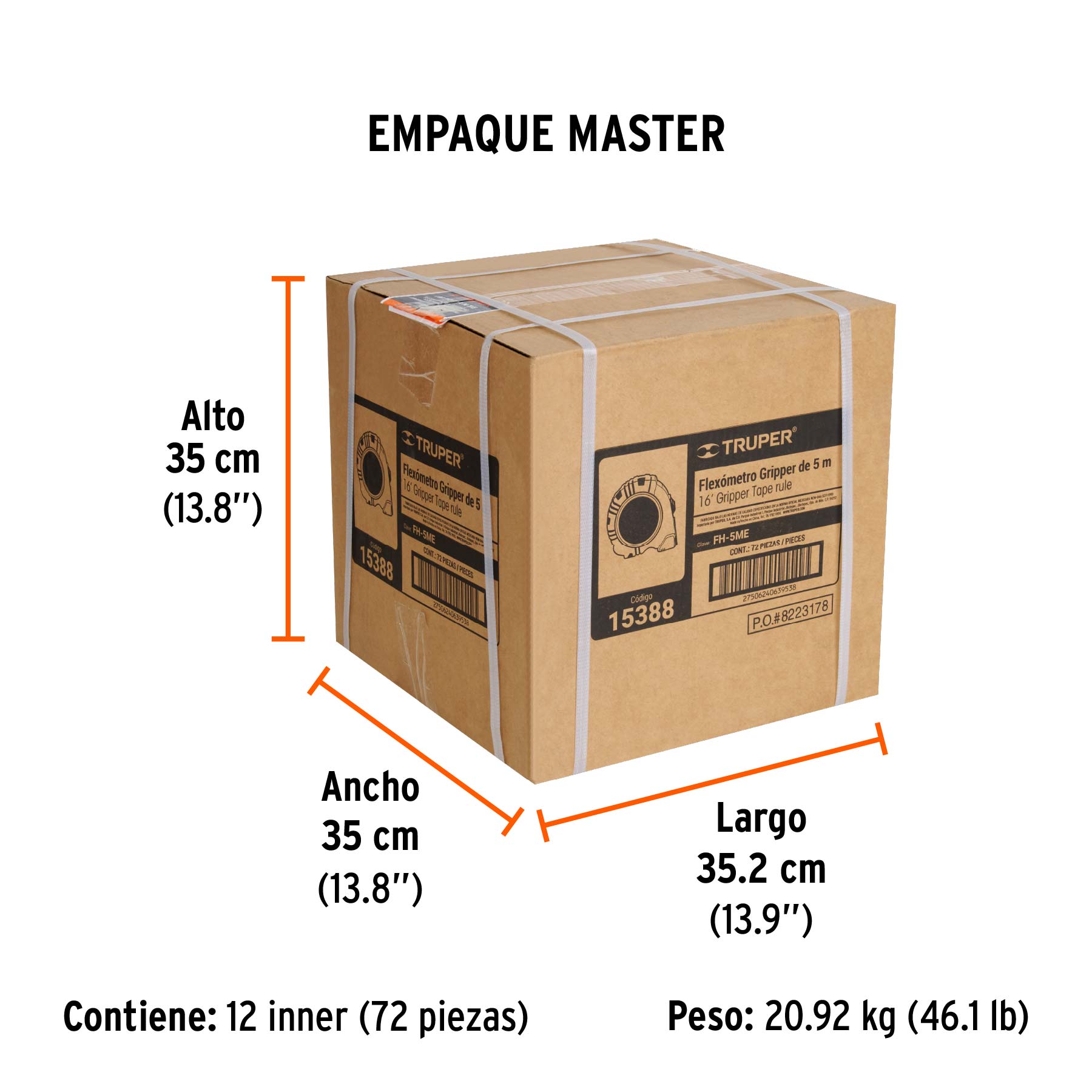 Flexómetro contra impactos 5 m cinta 19 mm grad. métrica - Empaque