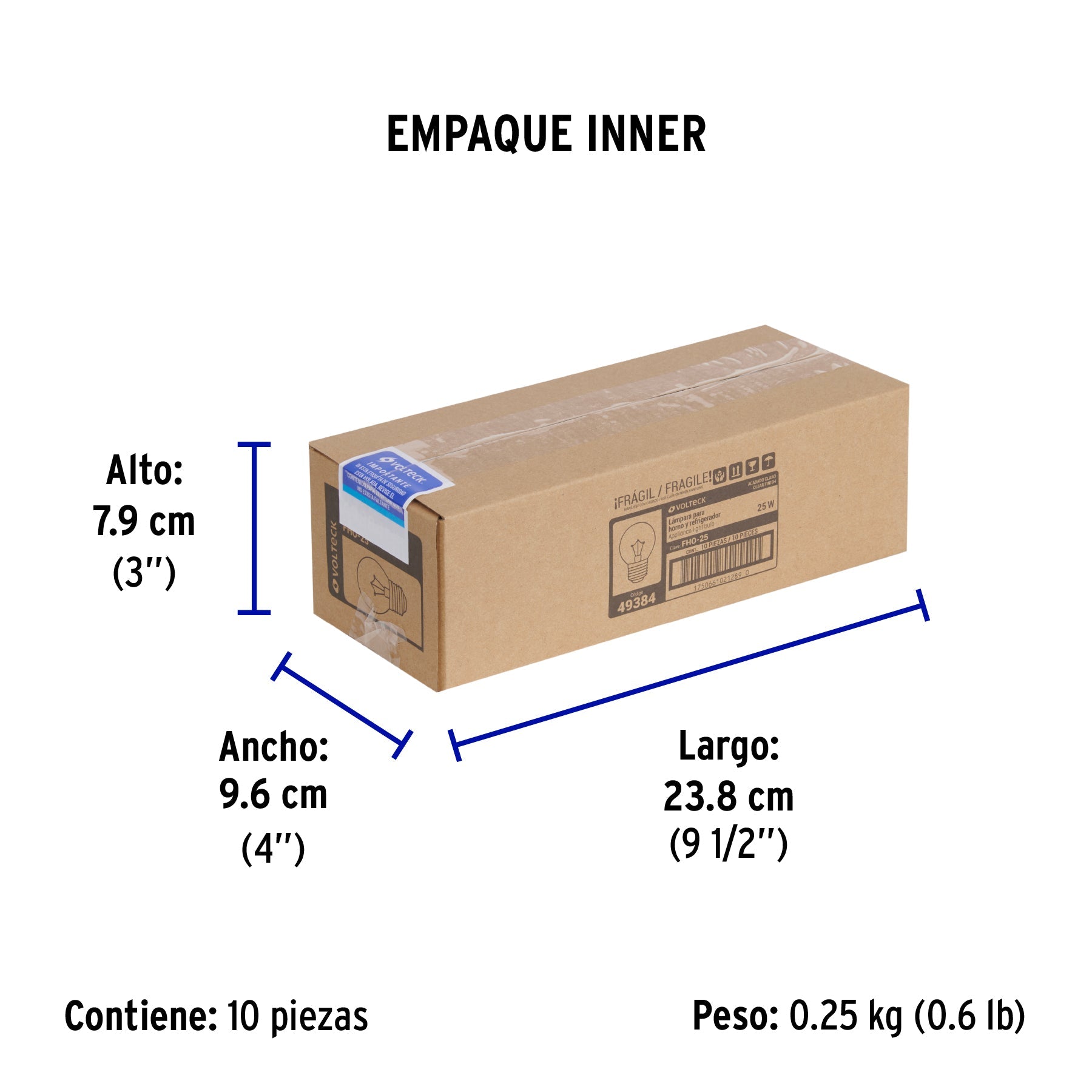 Foco incandescente 25W para horno/refrigerador, transparente - Empaque