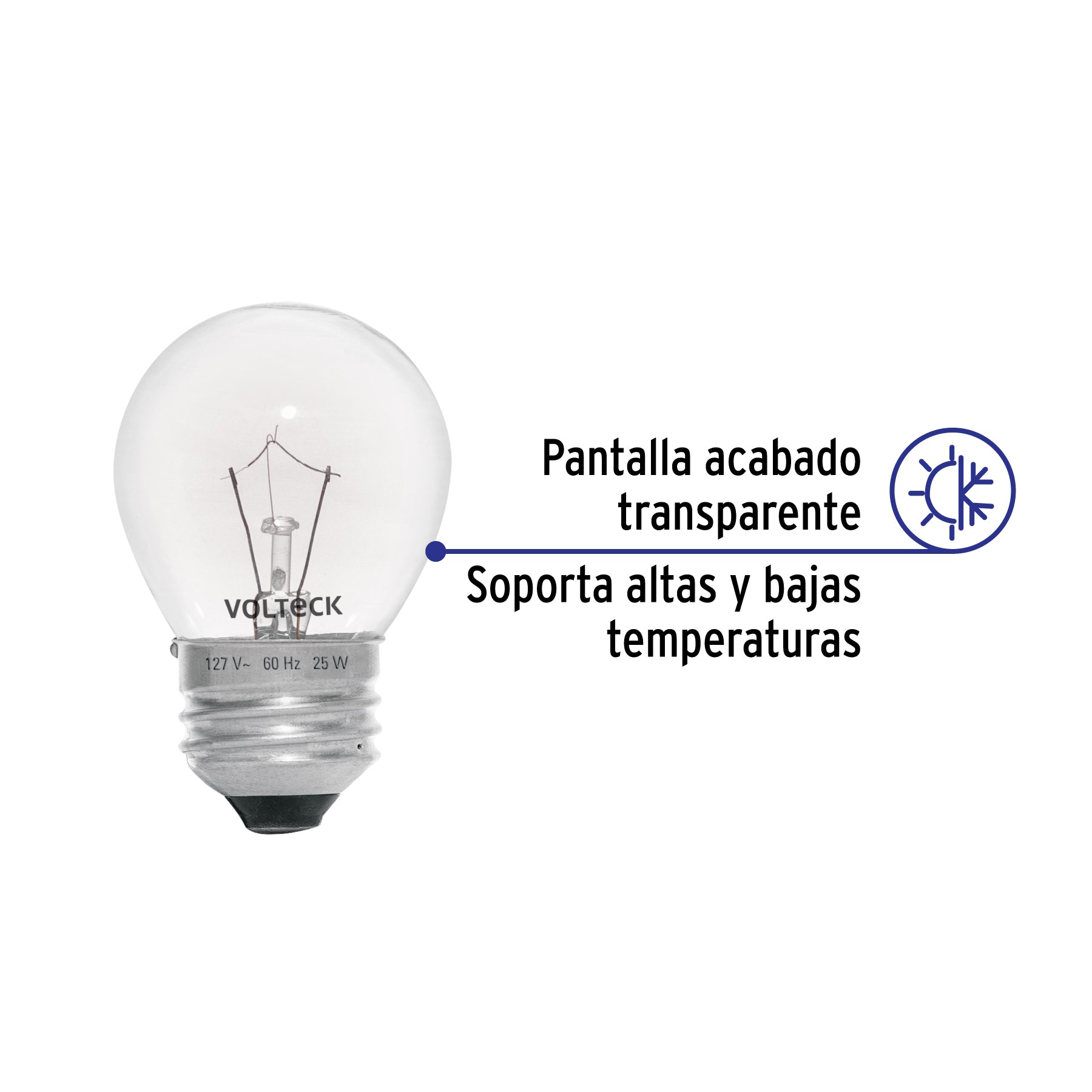 Foco incandescente 25W para horno/refrigerador, transparente