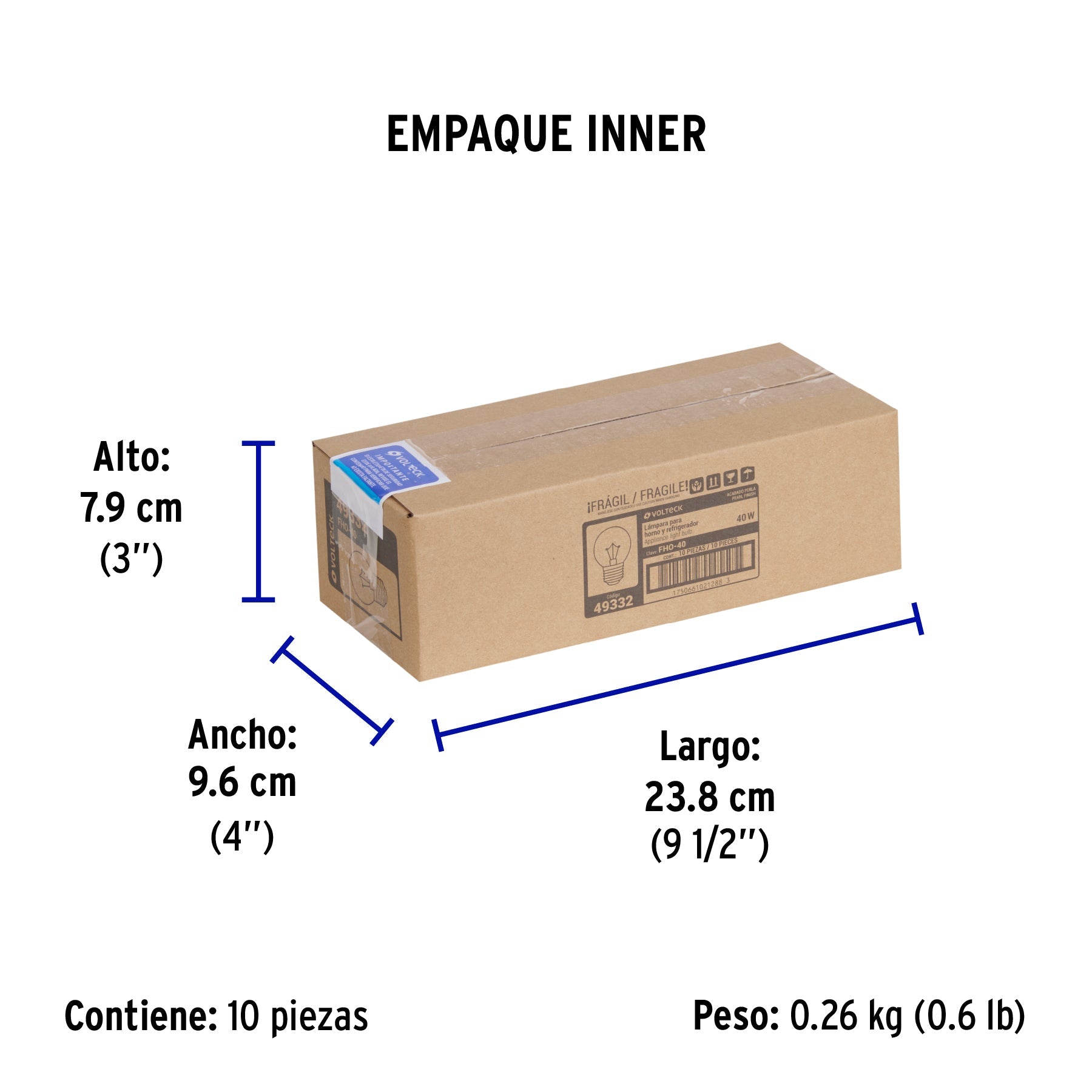 Foco incandescente 40W para horno/refrigerador, perla - Empaque