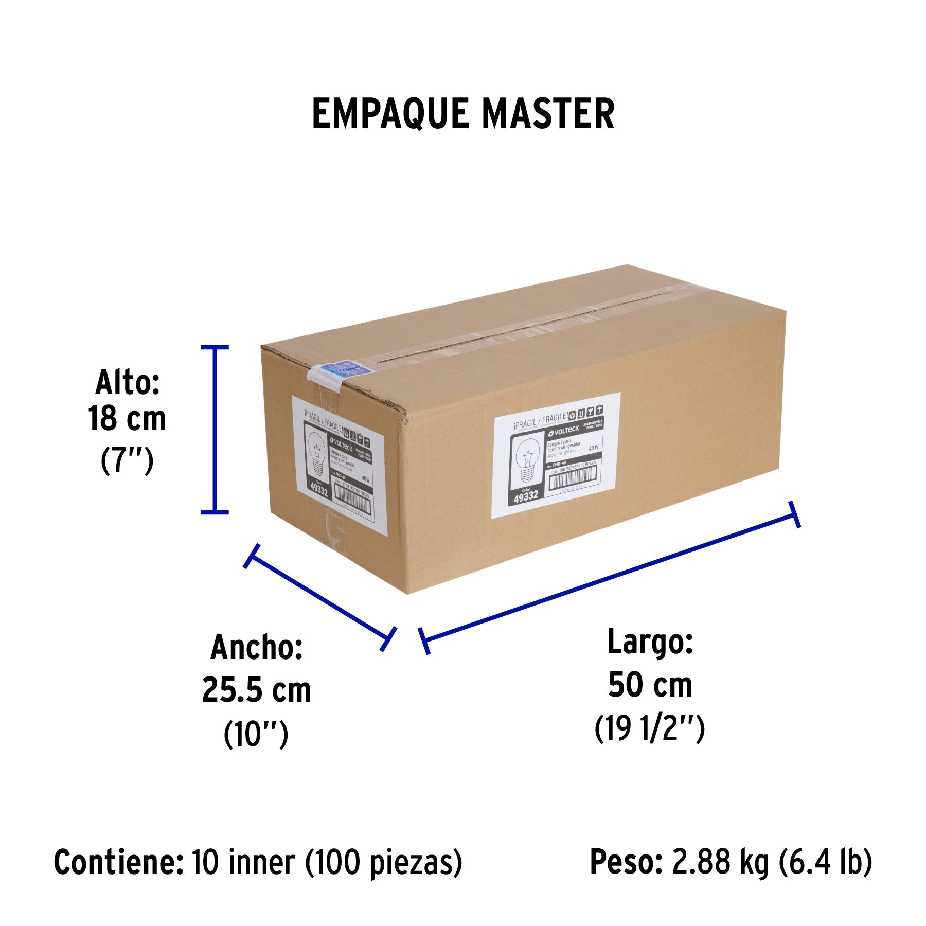 Foco incandescente 40W para horno/refrigerador, perla - Empaque
