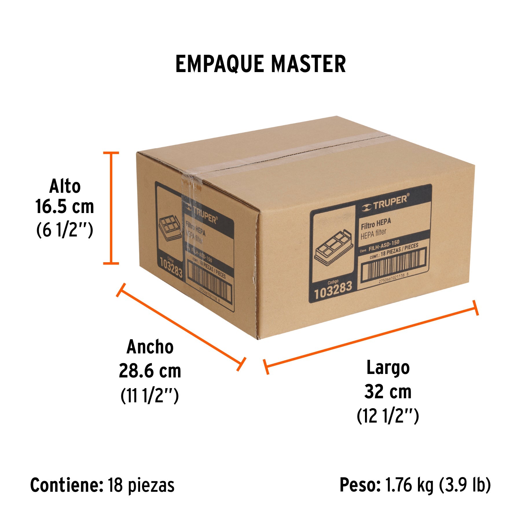 Filtro HEPA para aspiradora canister ASD-150, TRUPER - Empaque