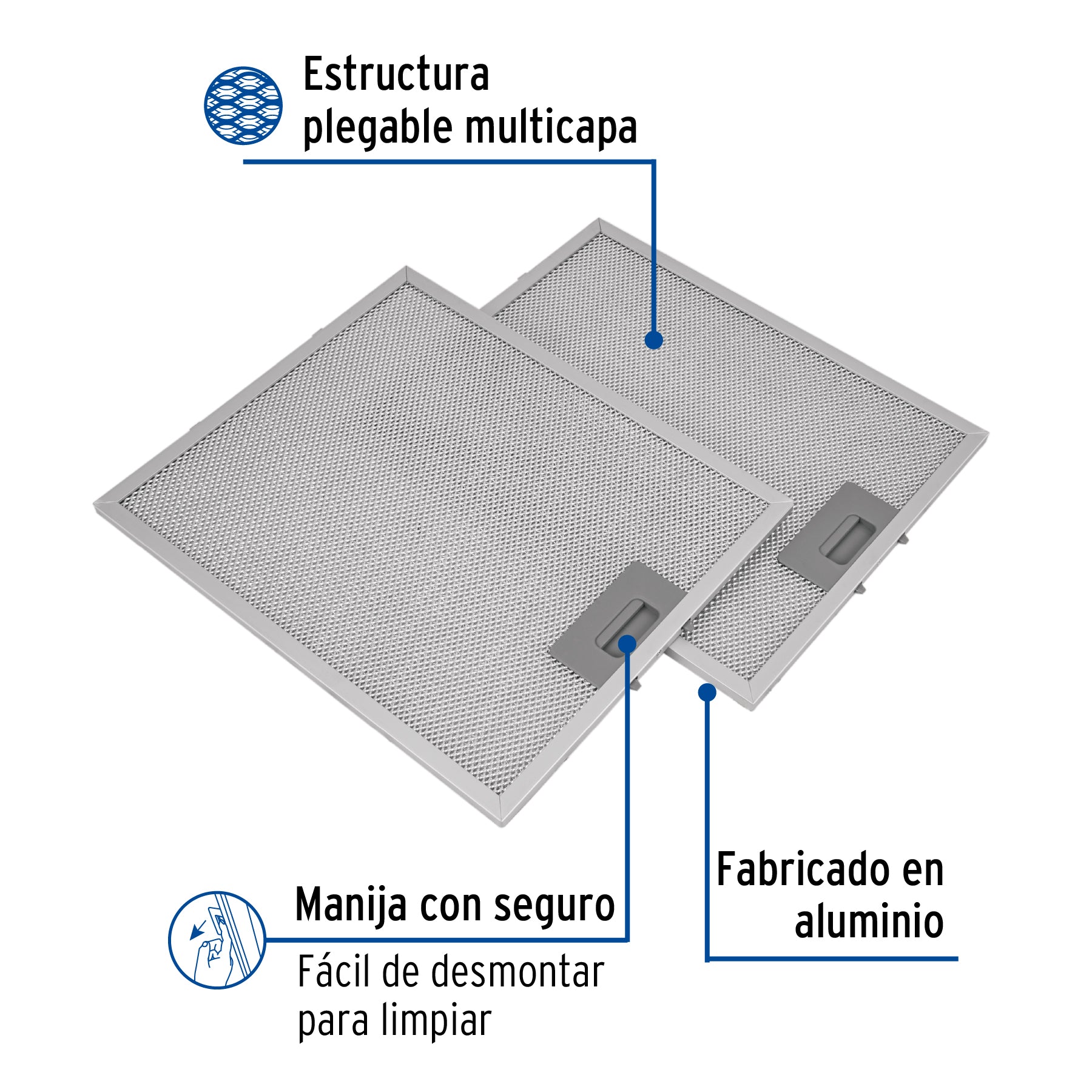 Juego de 2 filtros de aluminio para campana CAME-60