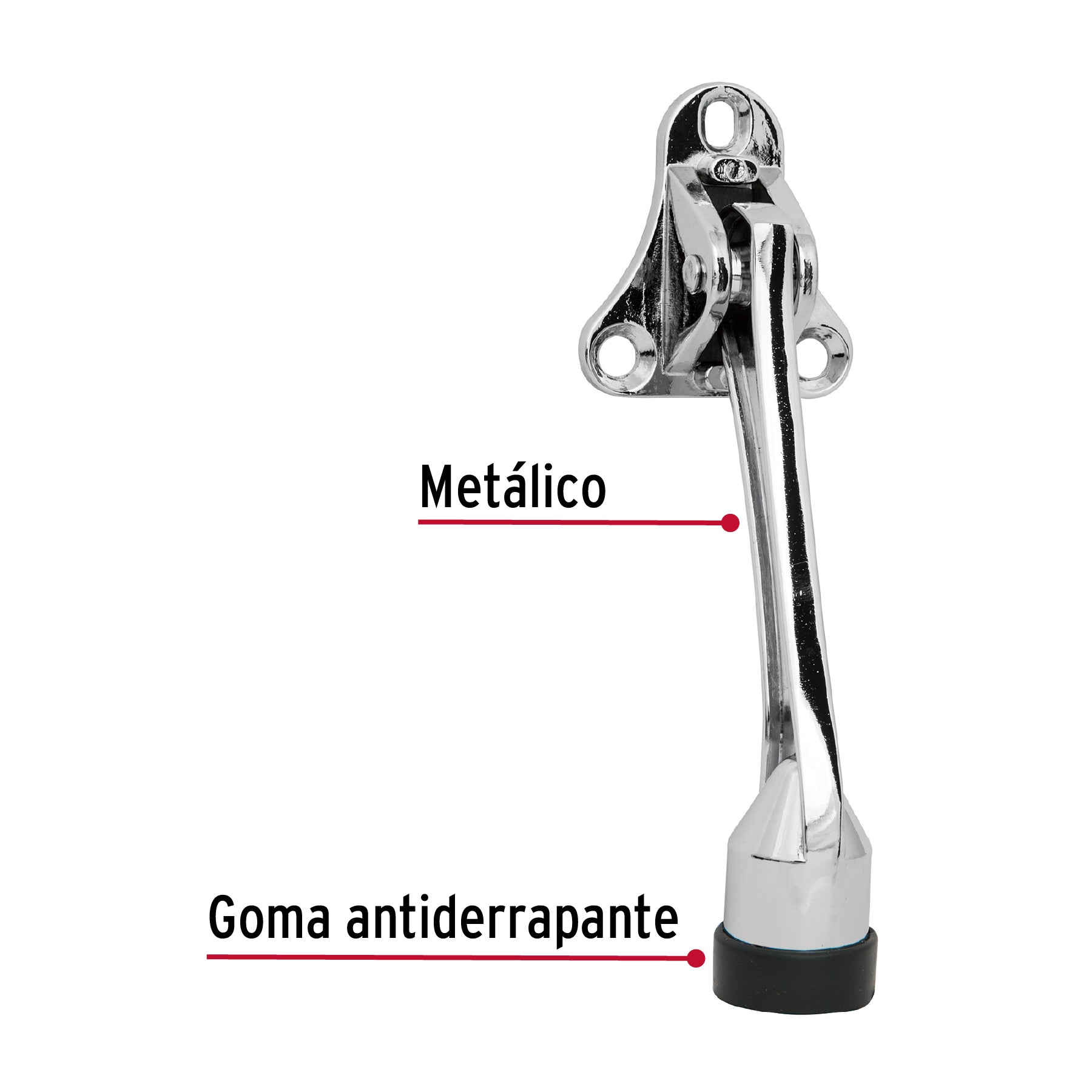Fijapuerta metálico, acabado cromo, HERMEX