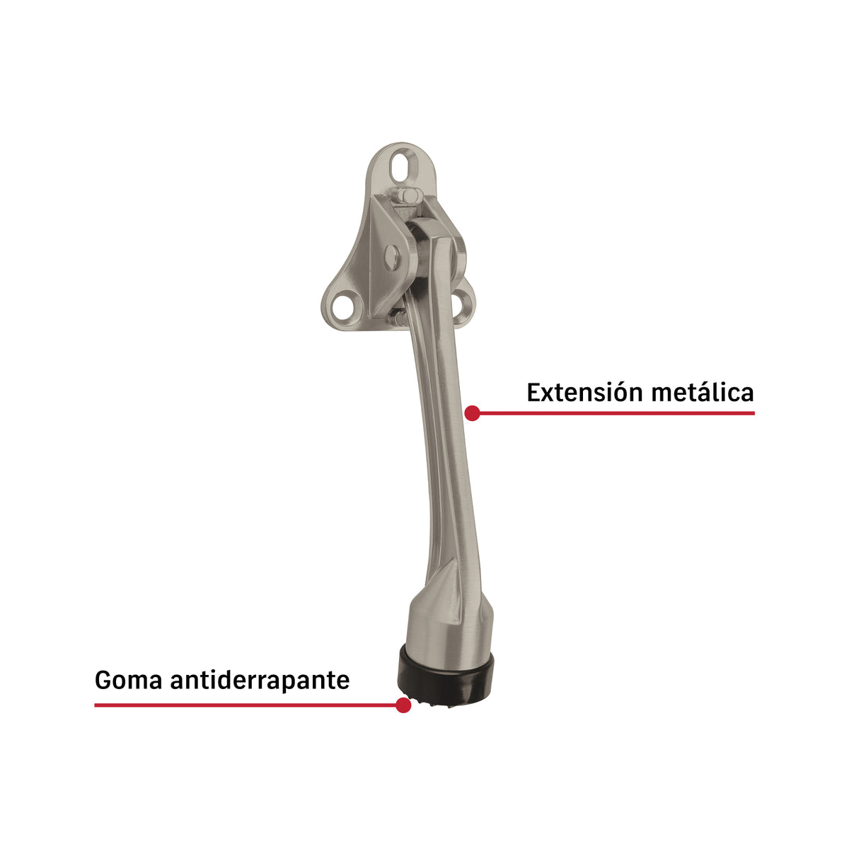Fijapuerta metálico, acabado níquel satinado, HERMEX
