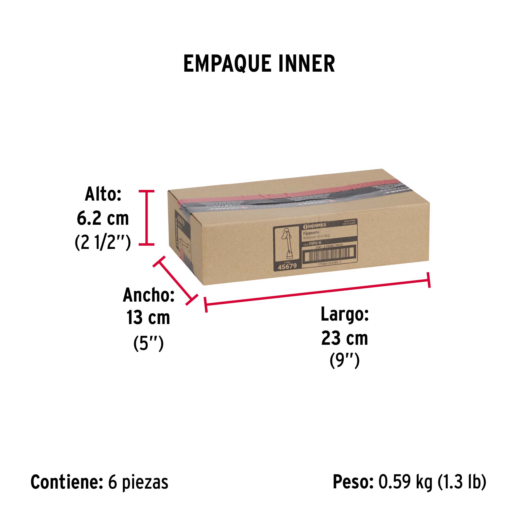 Fijapuerta metálico, acabado negro, HERMEX - Empaque