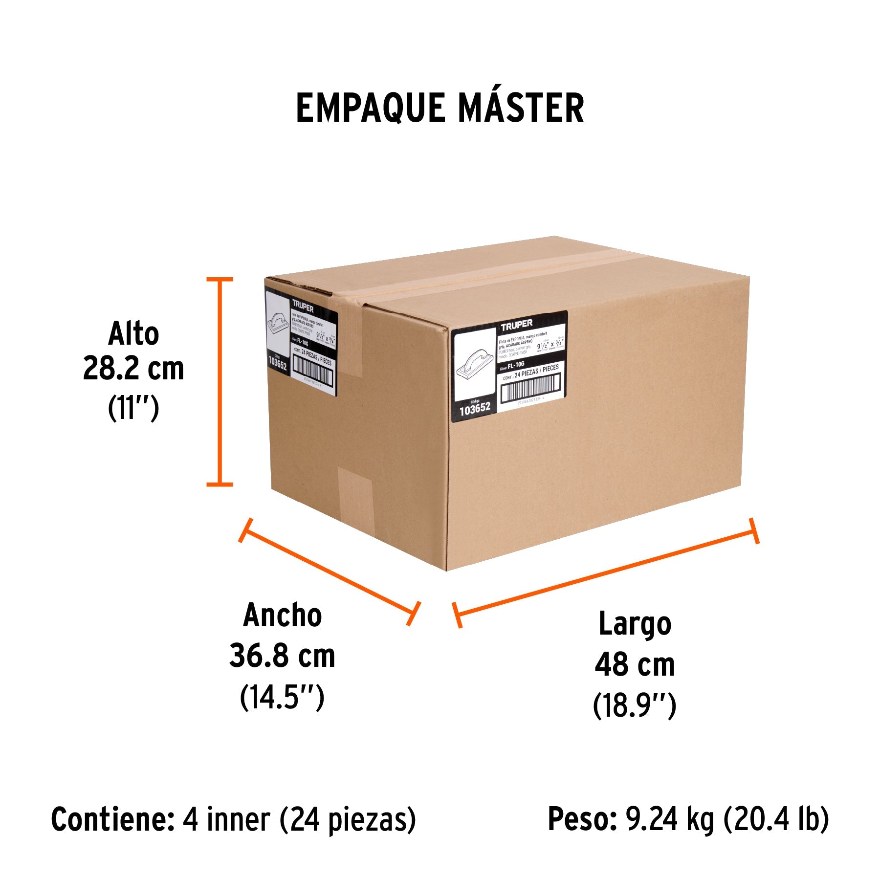 Flota esponja 9 1/2", esp. 3/4" acabado áspero, Comfort Grip - Empaque