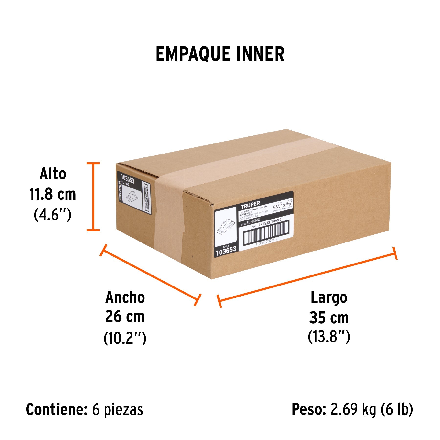 Flota de hule 9 1/2", esp. 5/8", acabado fino, Comfort Grip - Empaque