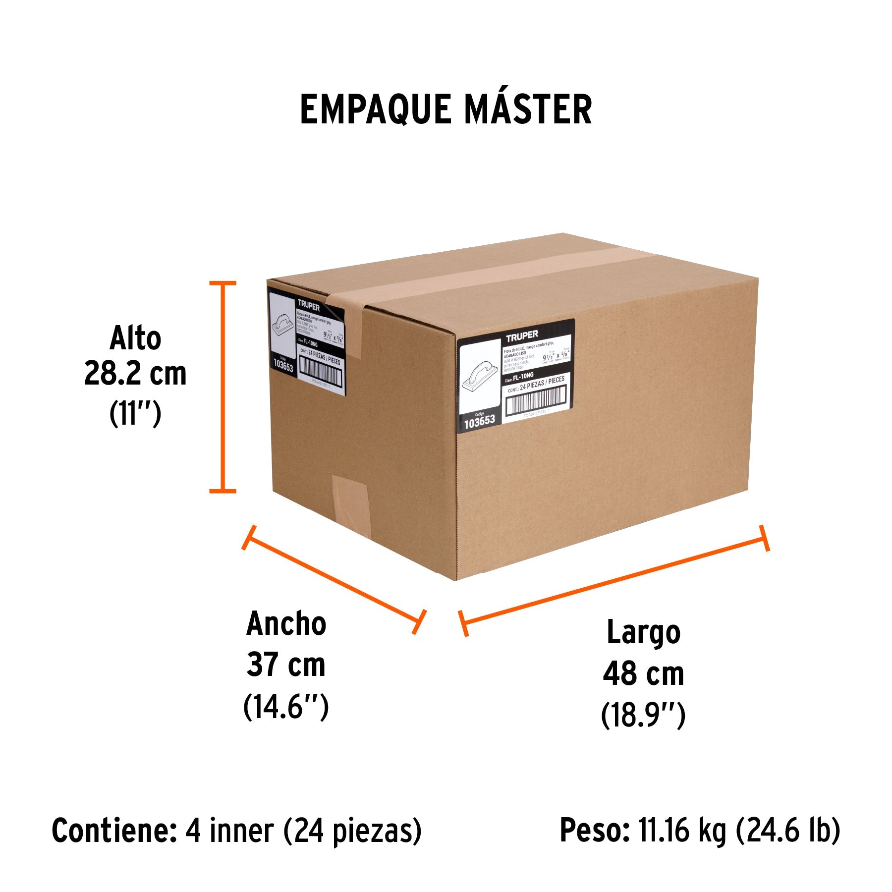 Flota de hule 9 1/2", esp. 5/8", acabado fino, Comfort Grip - Empaque