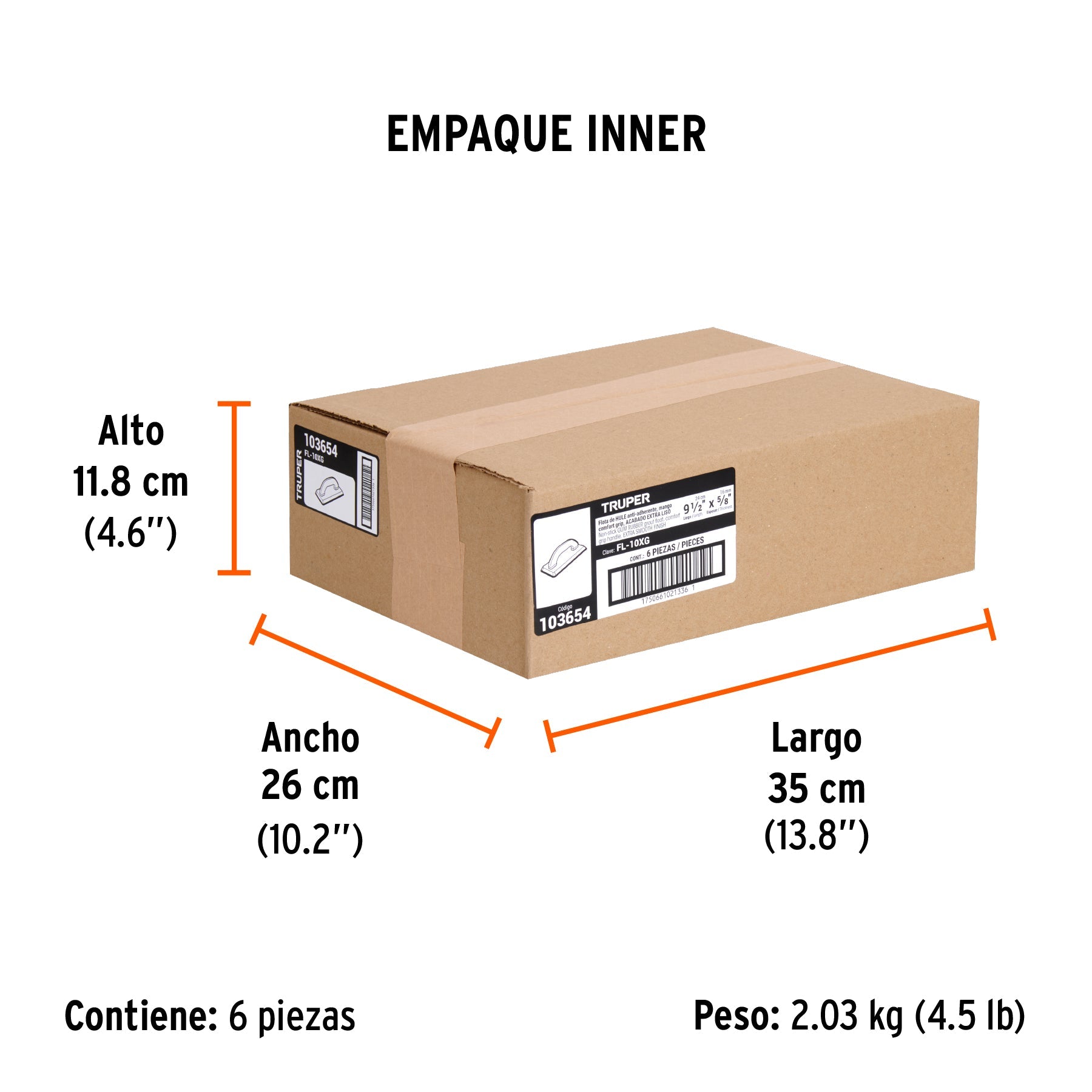 Flota de hule 9 1/2", esp. 5/8", acabado liso, Comfort Grip - Empaque