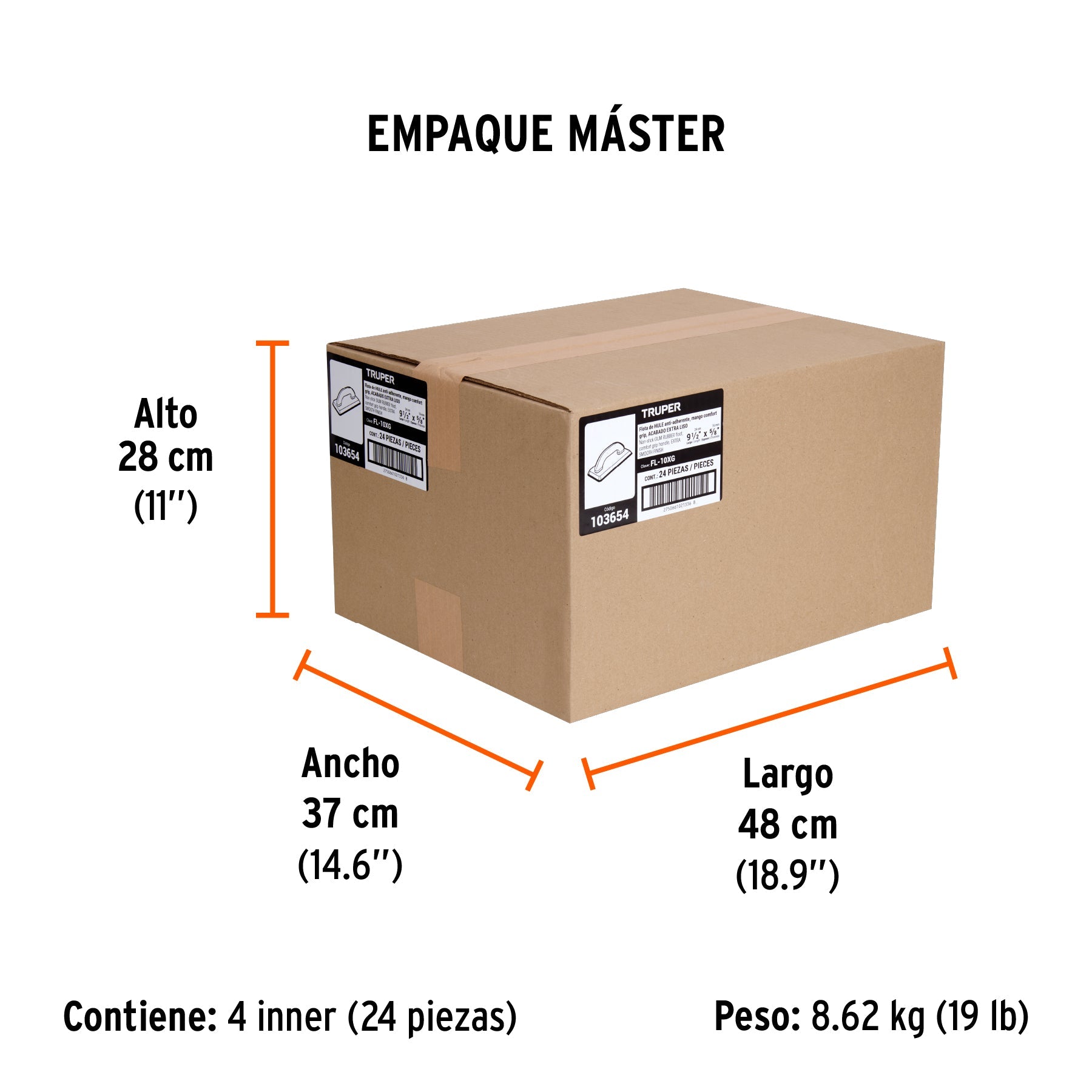 Flota de hule 9 1/2", esp. 5/8", acabado liso, Comfort Grip - Empaque