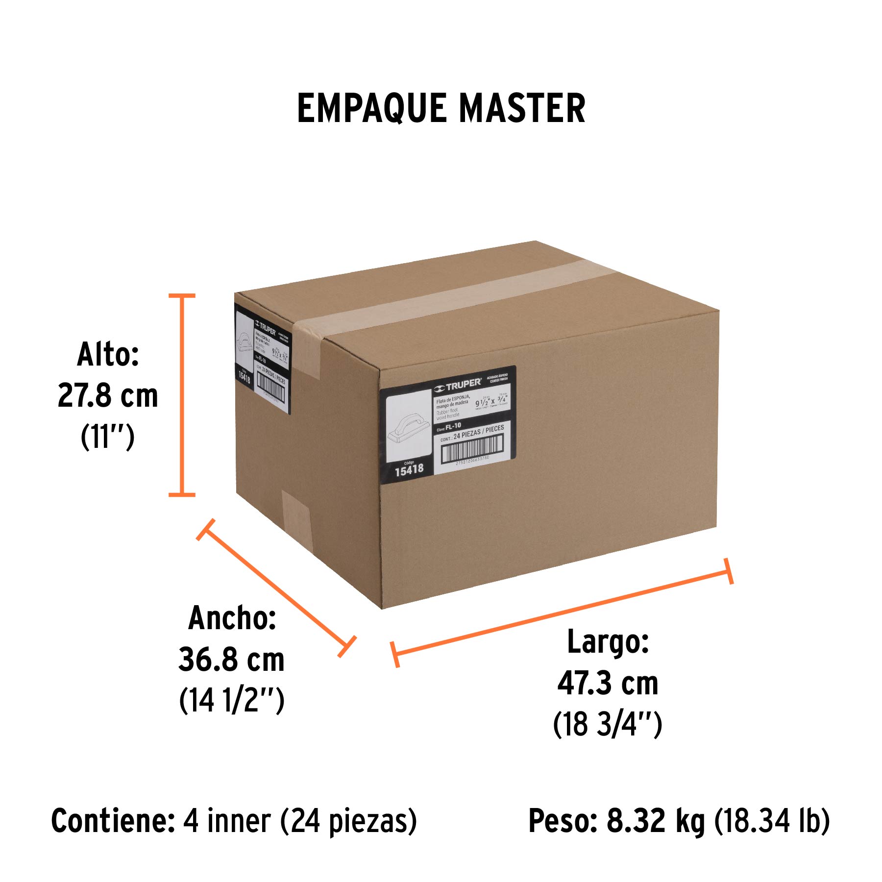 Flota de esponja 9-1/2" espesor 3/4", acabado áspero, TRUPER - Empaque