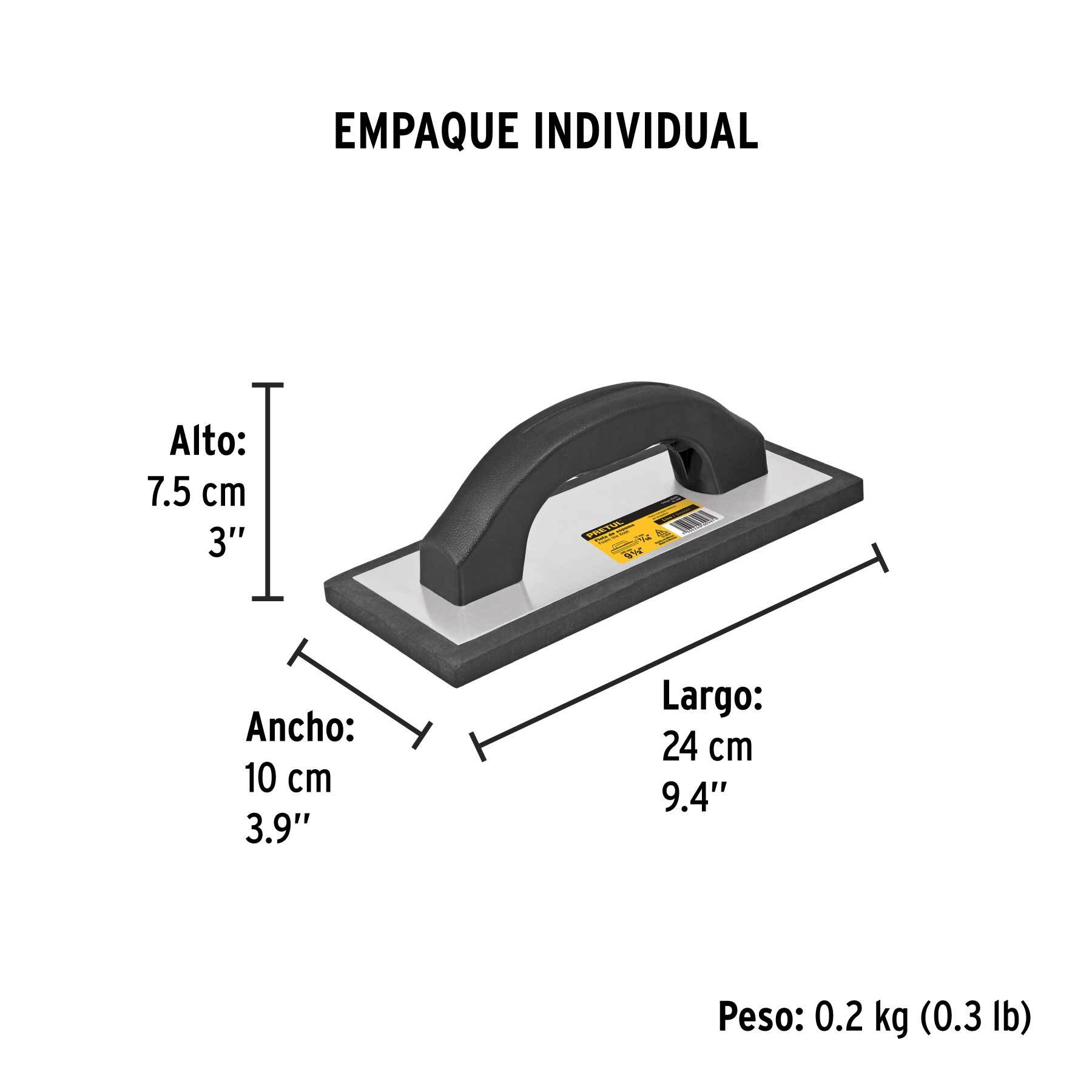 Flota de espuma, 9-1/2", espesor 7/16", acabado liso, PRETUL - Empaque