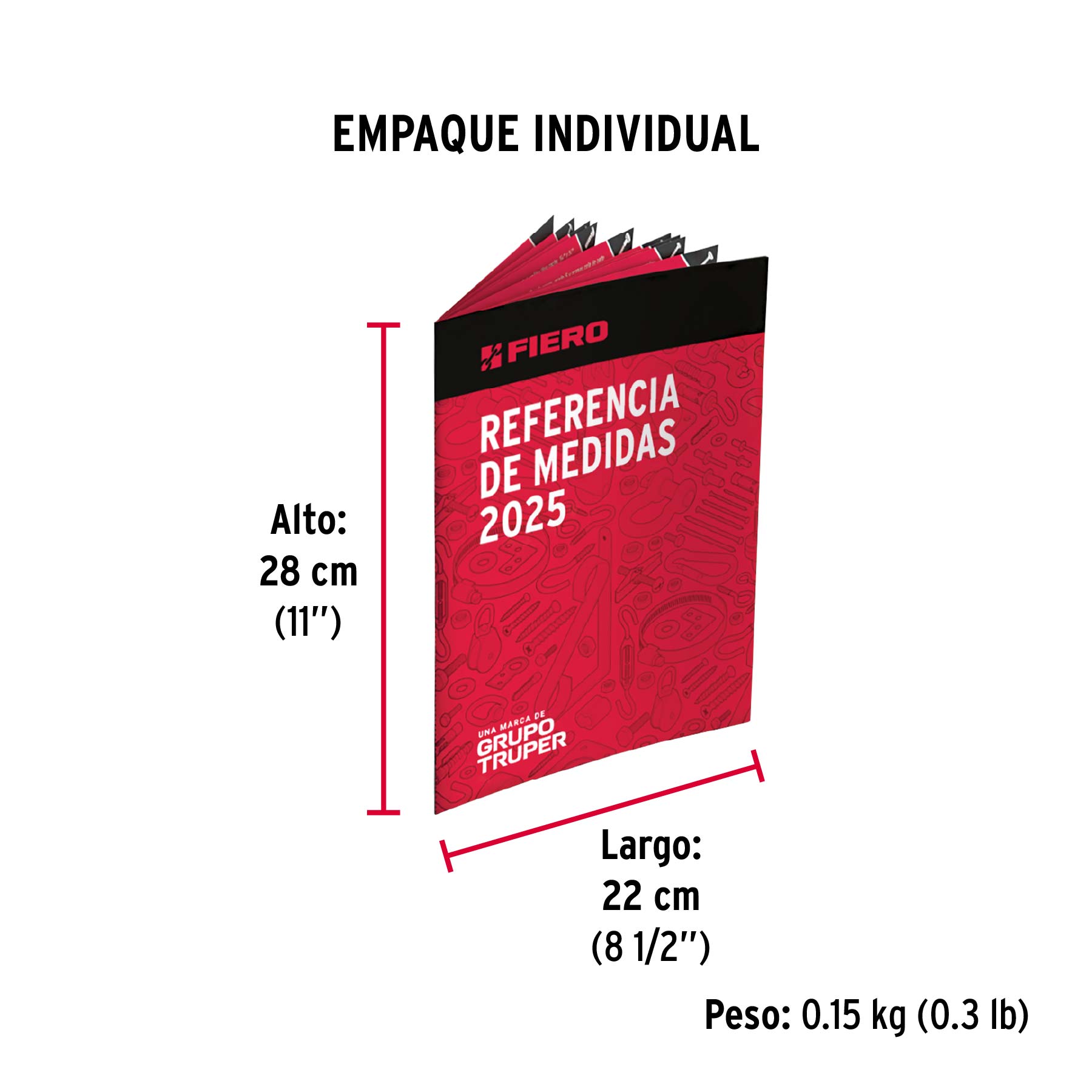 Muestrario 2025 de referencia medidas de tornillería FIERO - Empaque