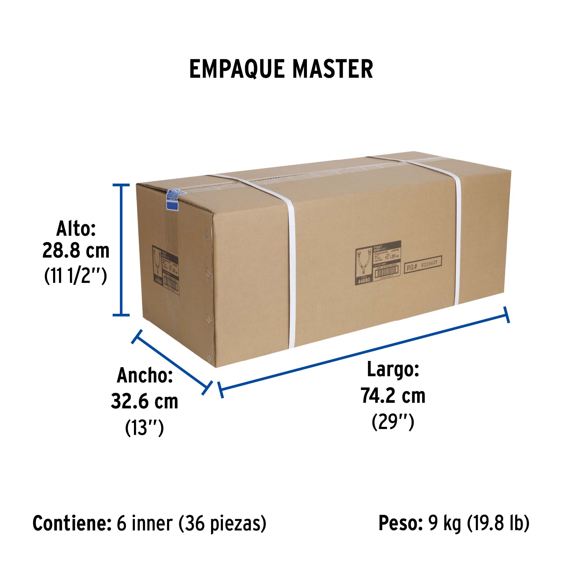 Manguera para lavadora, vinilo, tipo Y de 30cm, FOSET - Empaque