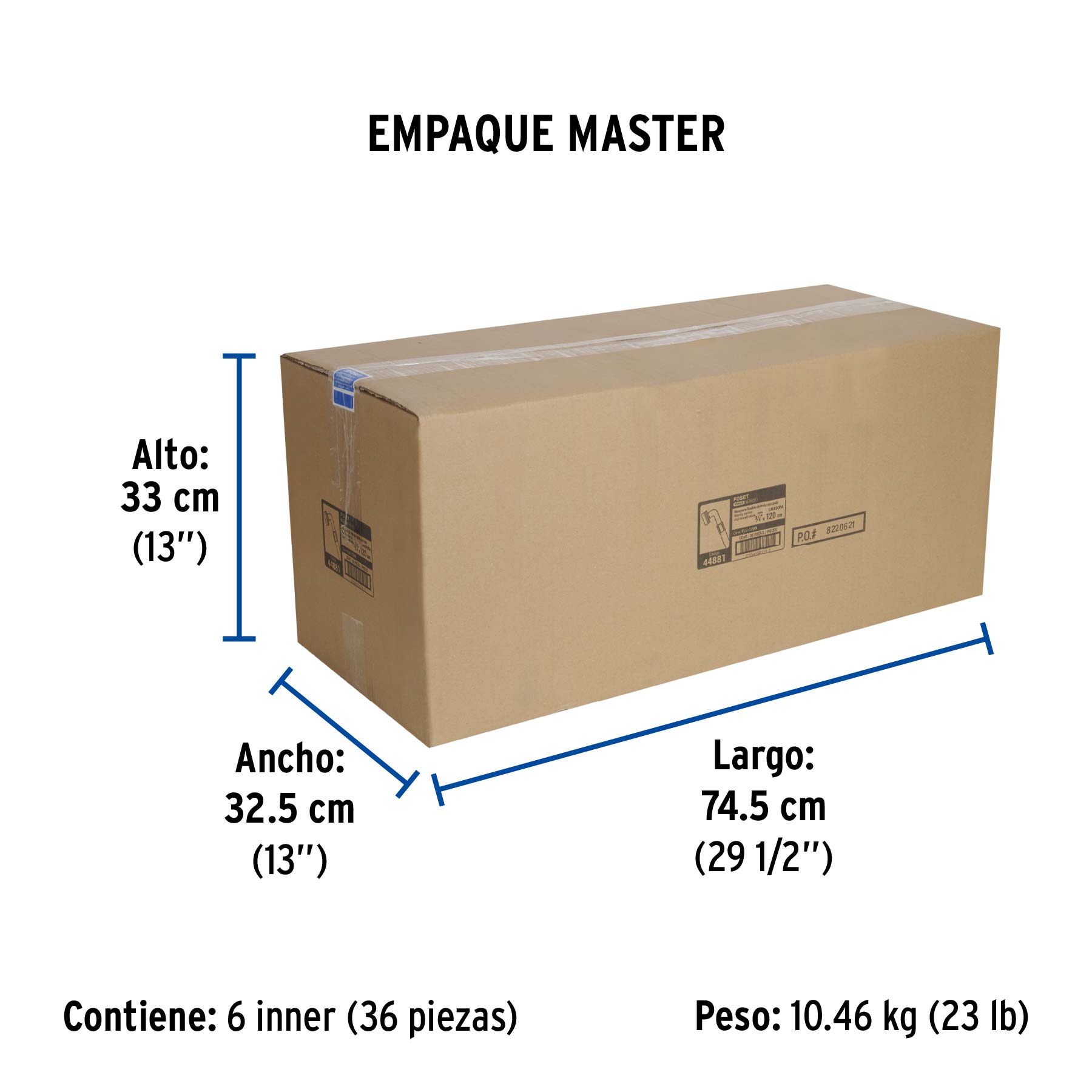 Manguera para lavadora, vinilo, c/codo 90, FOSET - Empaque