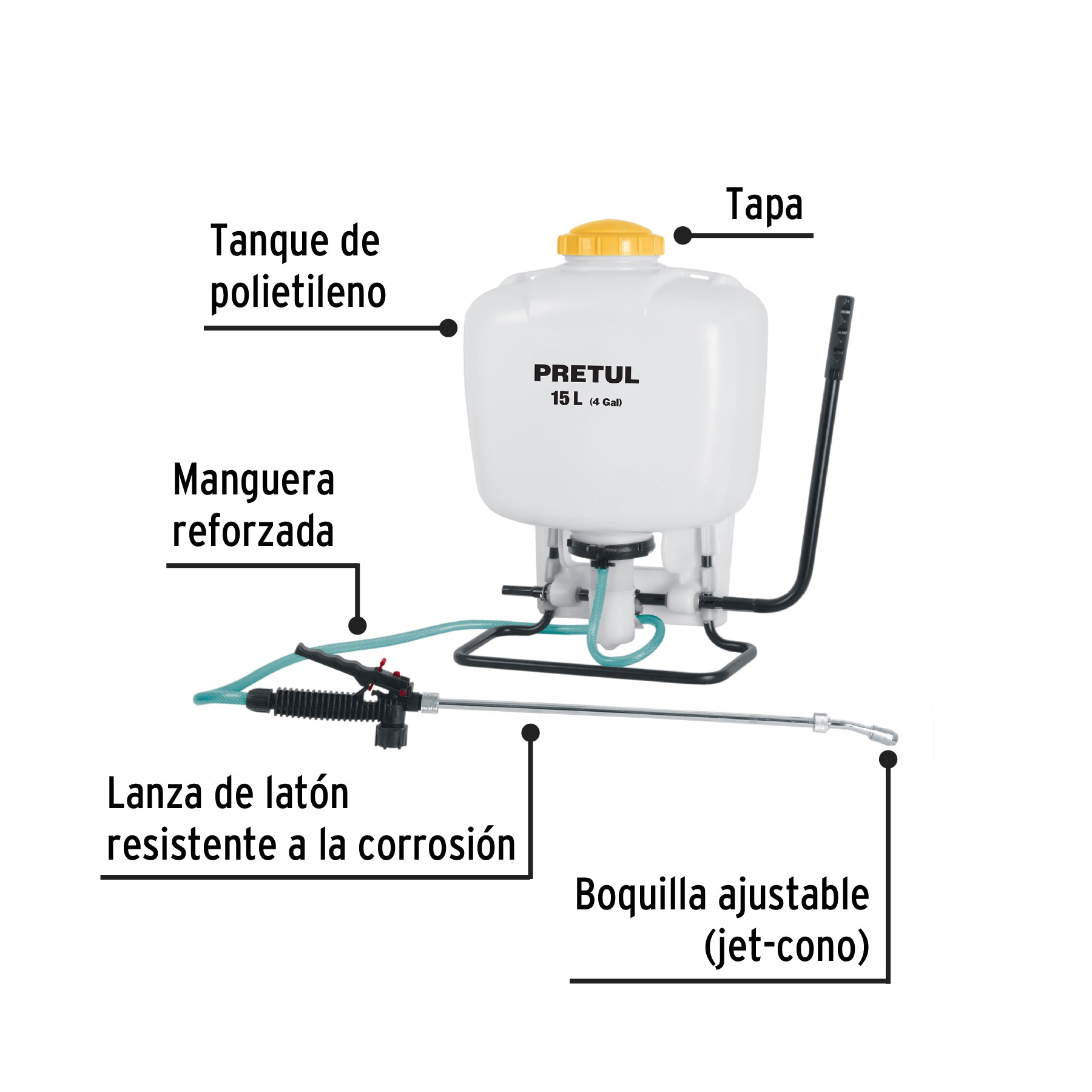 Fumigador de 15 L manual de mochila, PRETUL