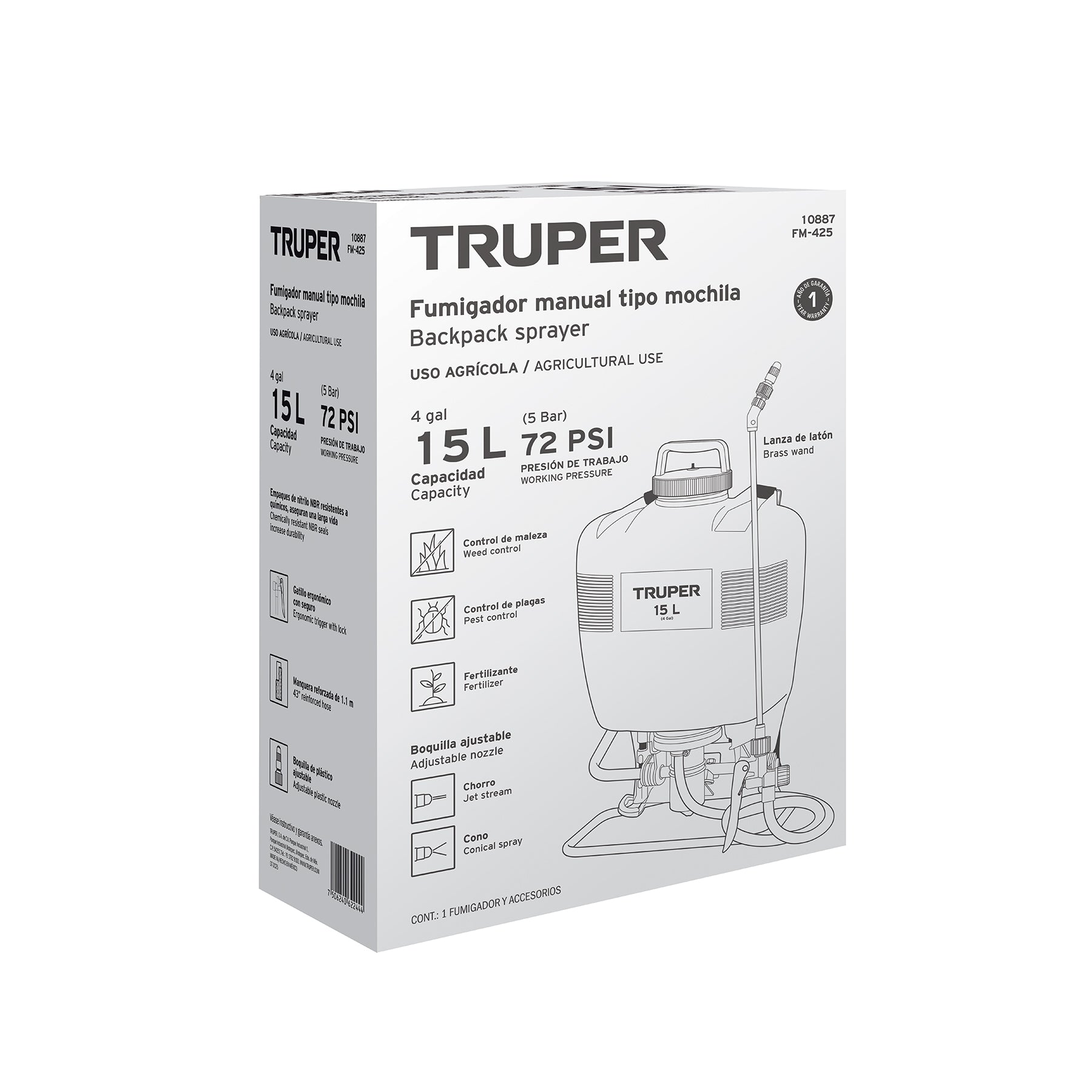 Fumigador de 15 L manual de mochila, TRUPER