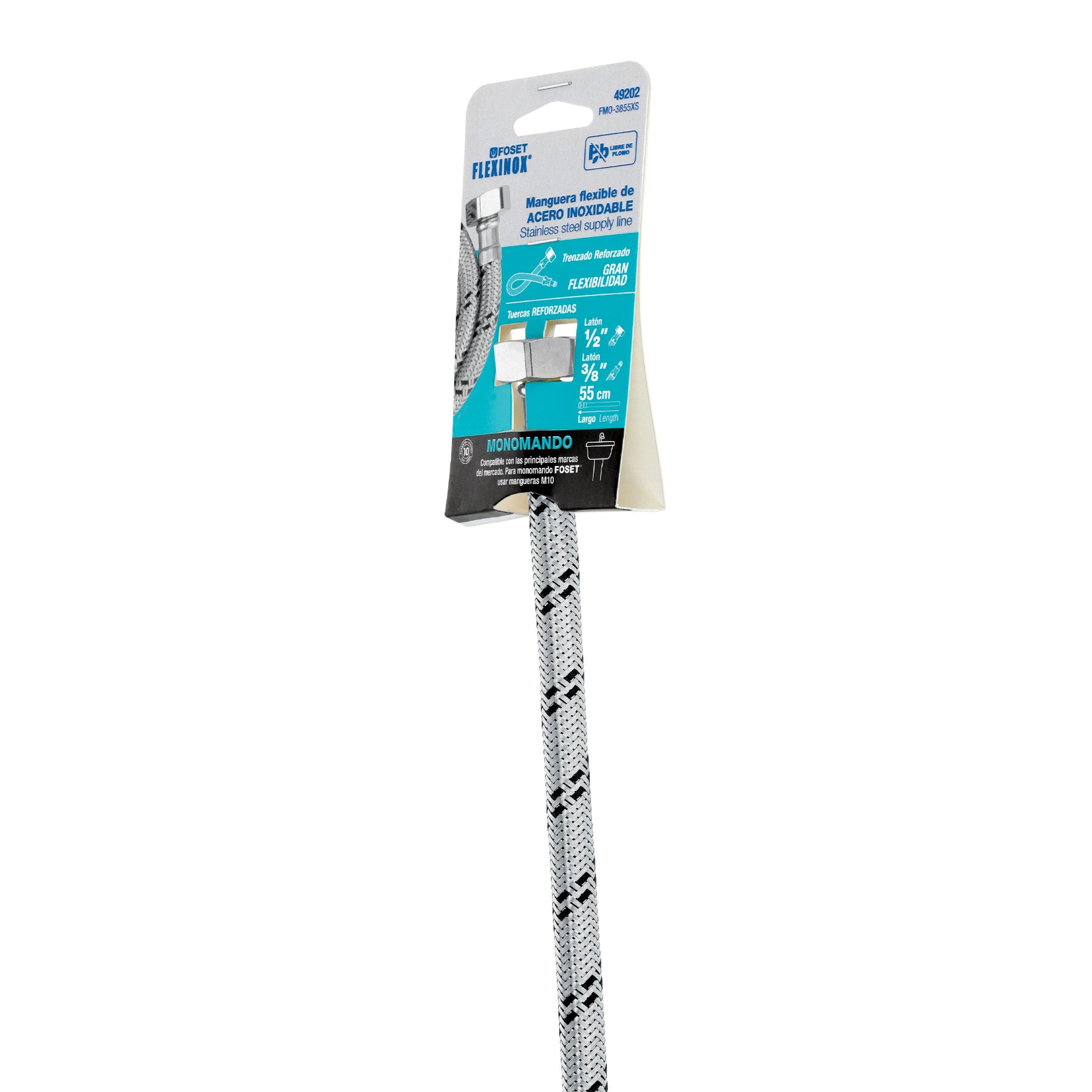 Manguera para monomando, acero inox, 1/2" x 3/8" UNF, 55cm