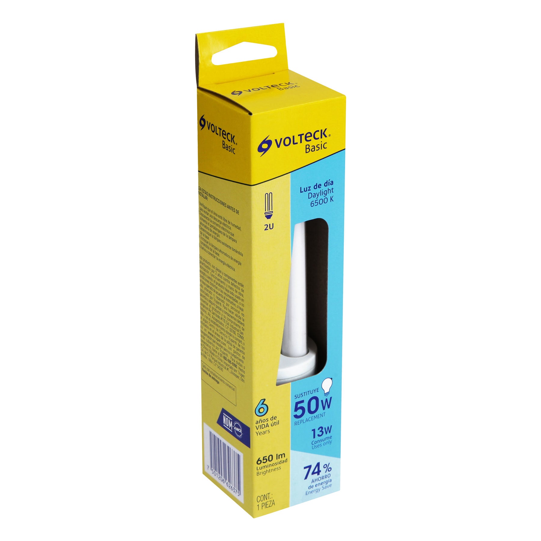 Lámpara doble T4 13 W luz de día en caja, VOLTECK