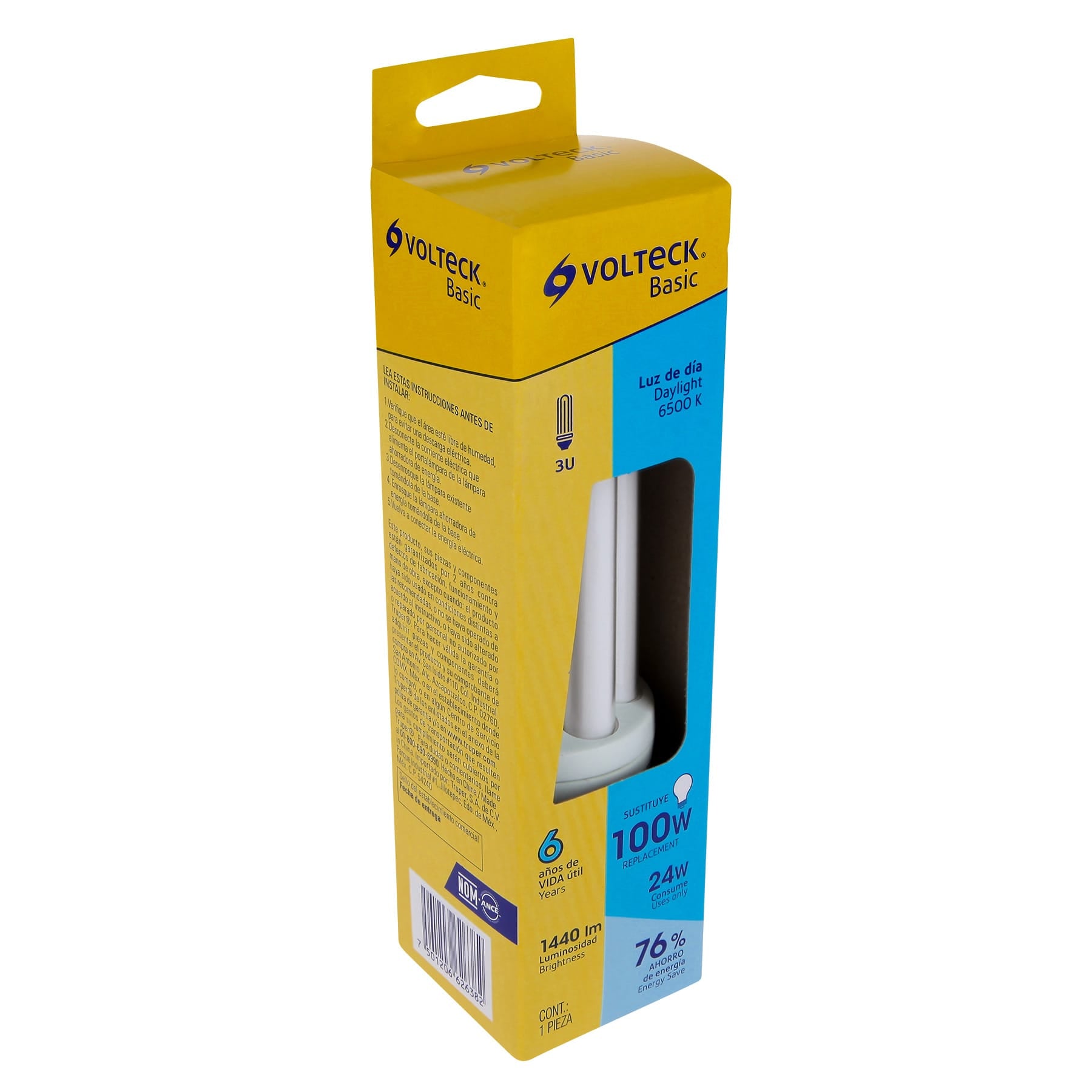 Lámpara triple T4 24 W luz de día en caja, VOLTECK