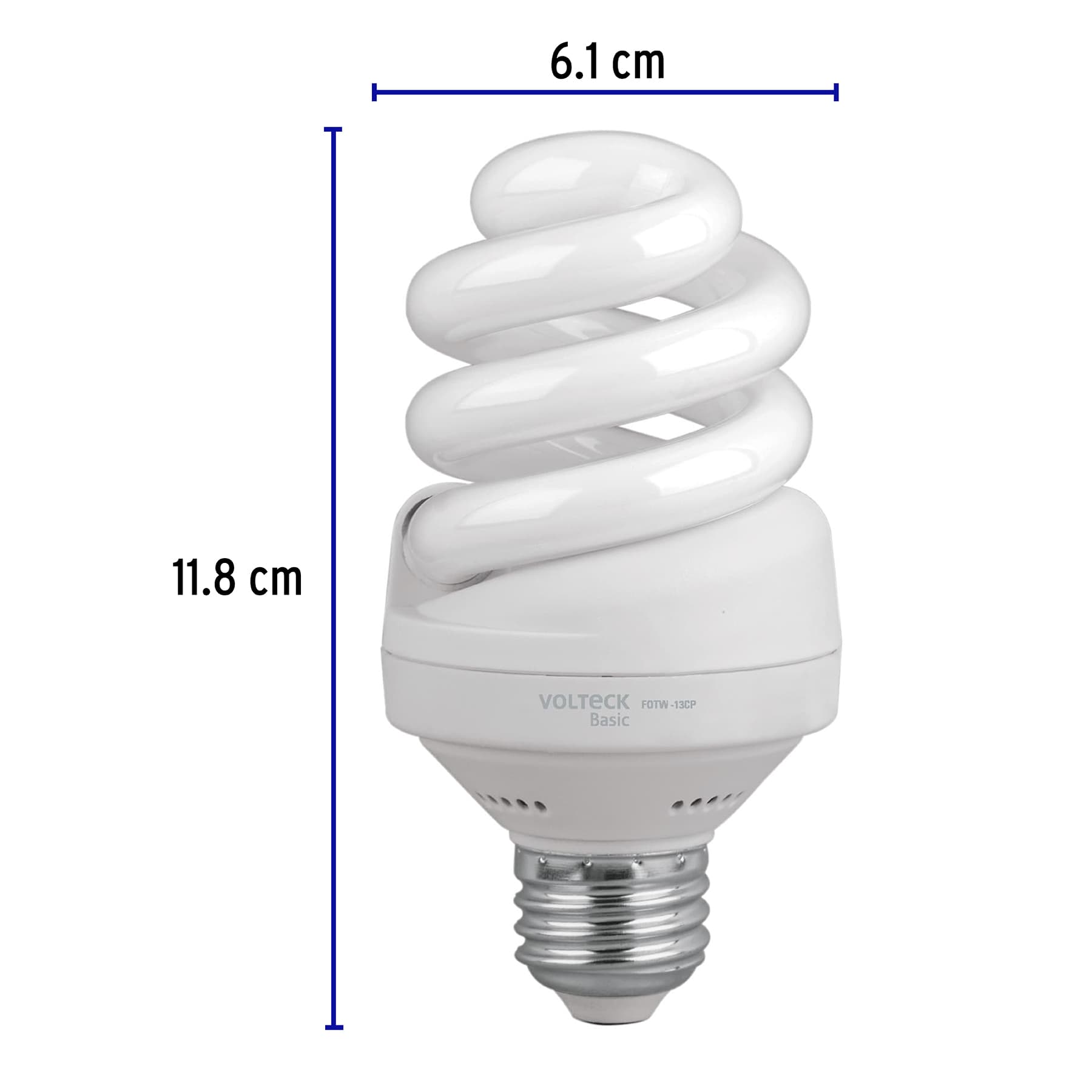 Lámpara espiral T4 13 W luz de día en caja, VOLTECK