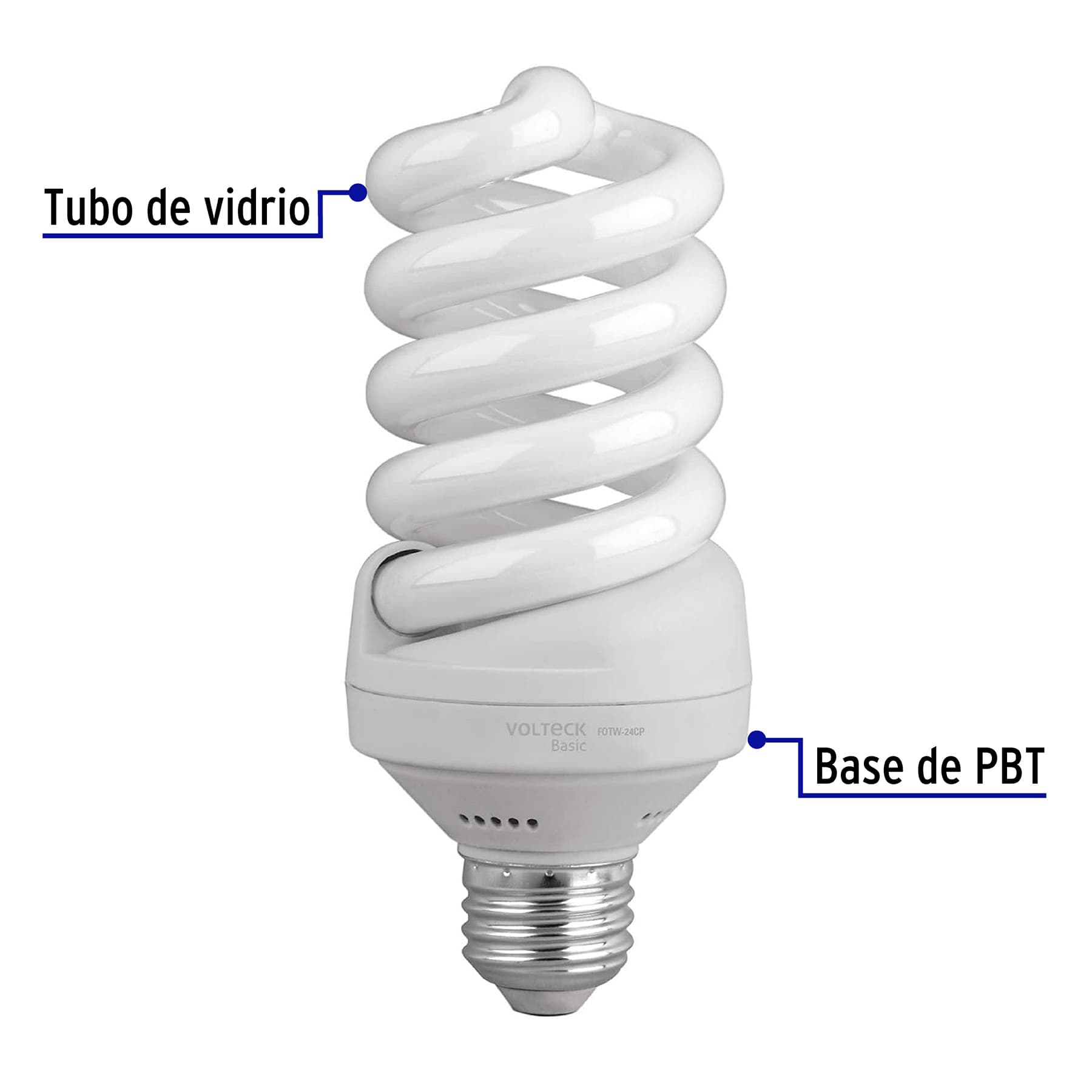 Pack de 4 lámparas espiral T4 24 W luz de día, caja, VOLTECK