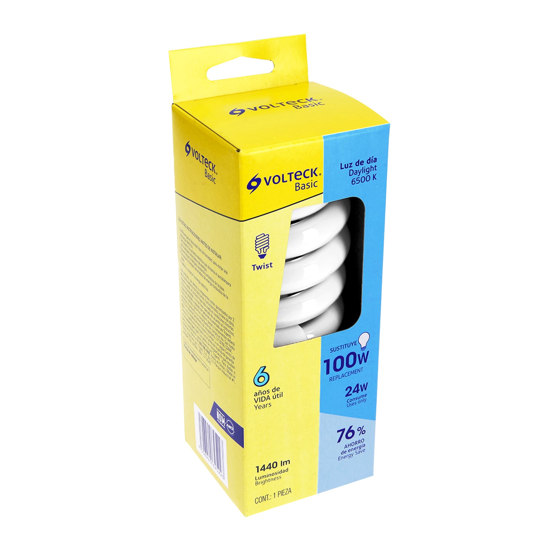 Lámpara espiral T4 24 W luz de día en caja, VOLTECK