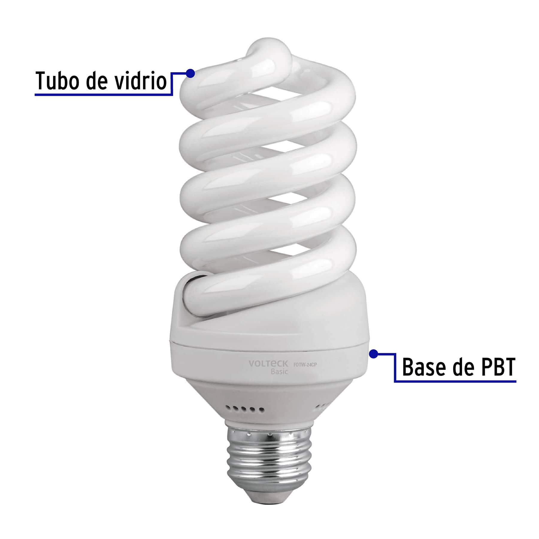 Lámpara espiral T4 24 W luz de día en caja, VOLTECK