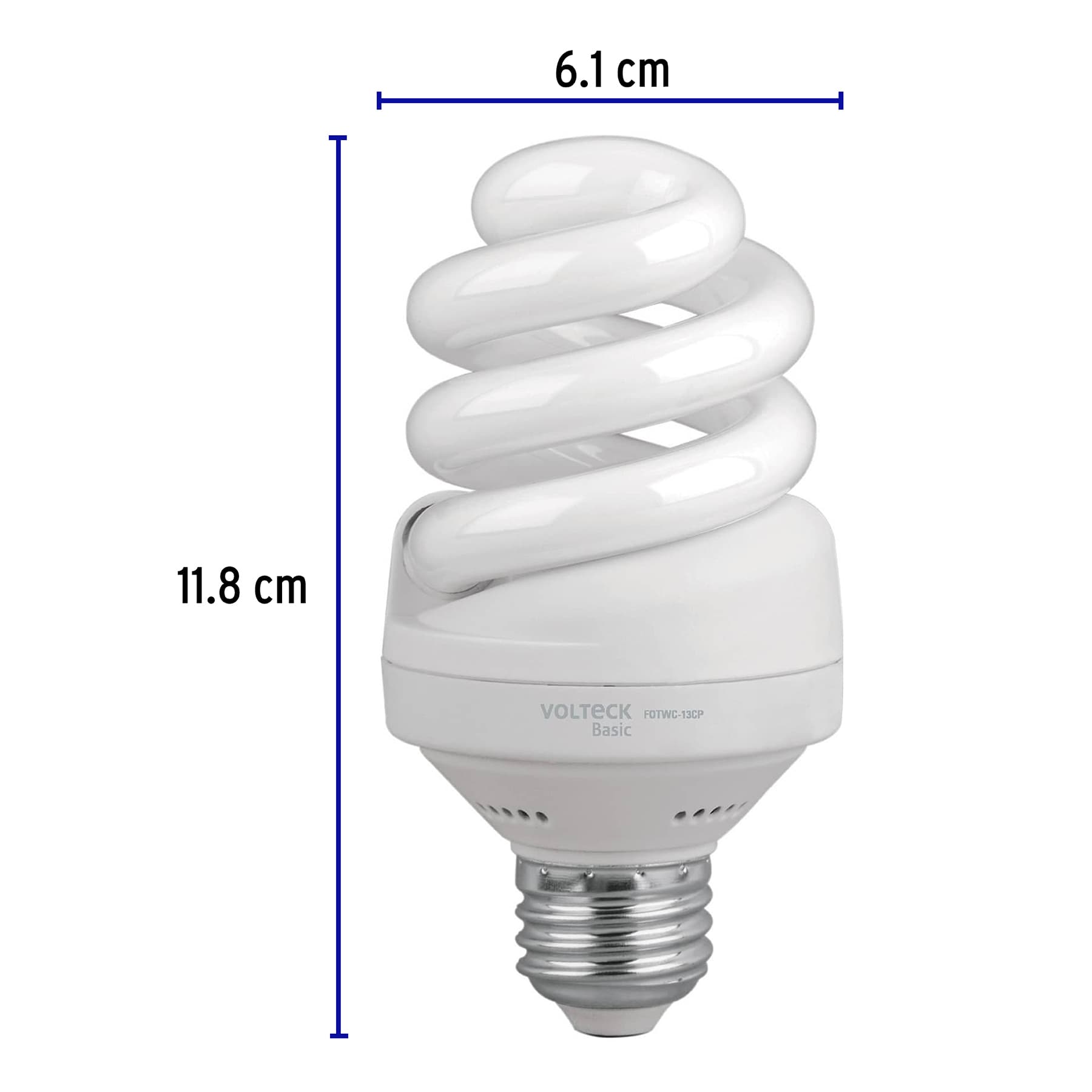 Lámpara espiral T4 13 W luz cálida en caja, VOLTECK